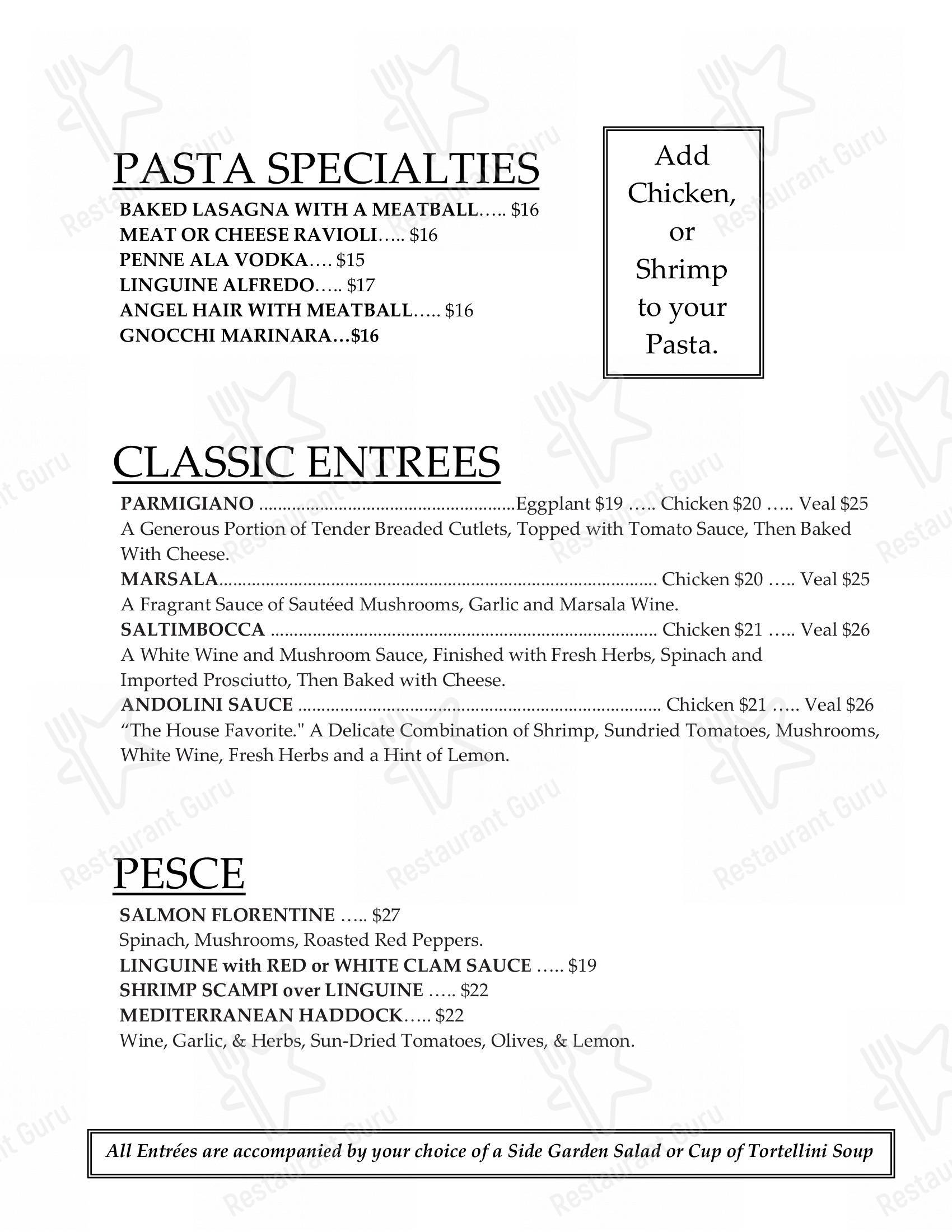 Меню ресторана Amadeo's - Меню