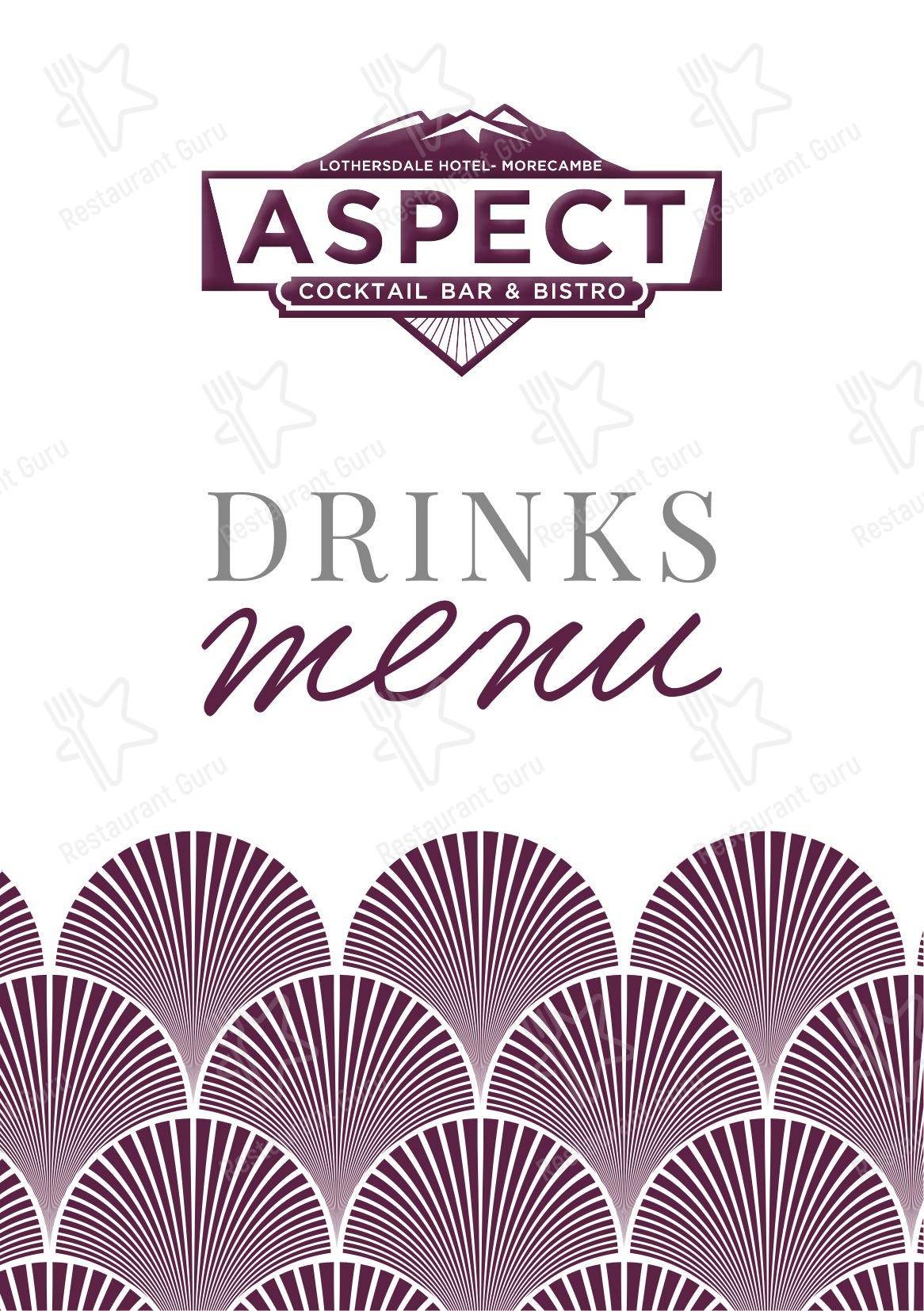 Aspect Bar & Bistro в Моркаме - Основное меню