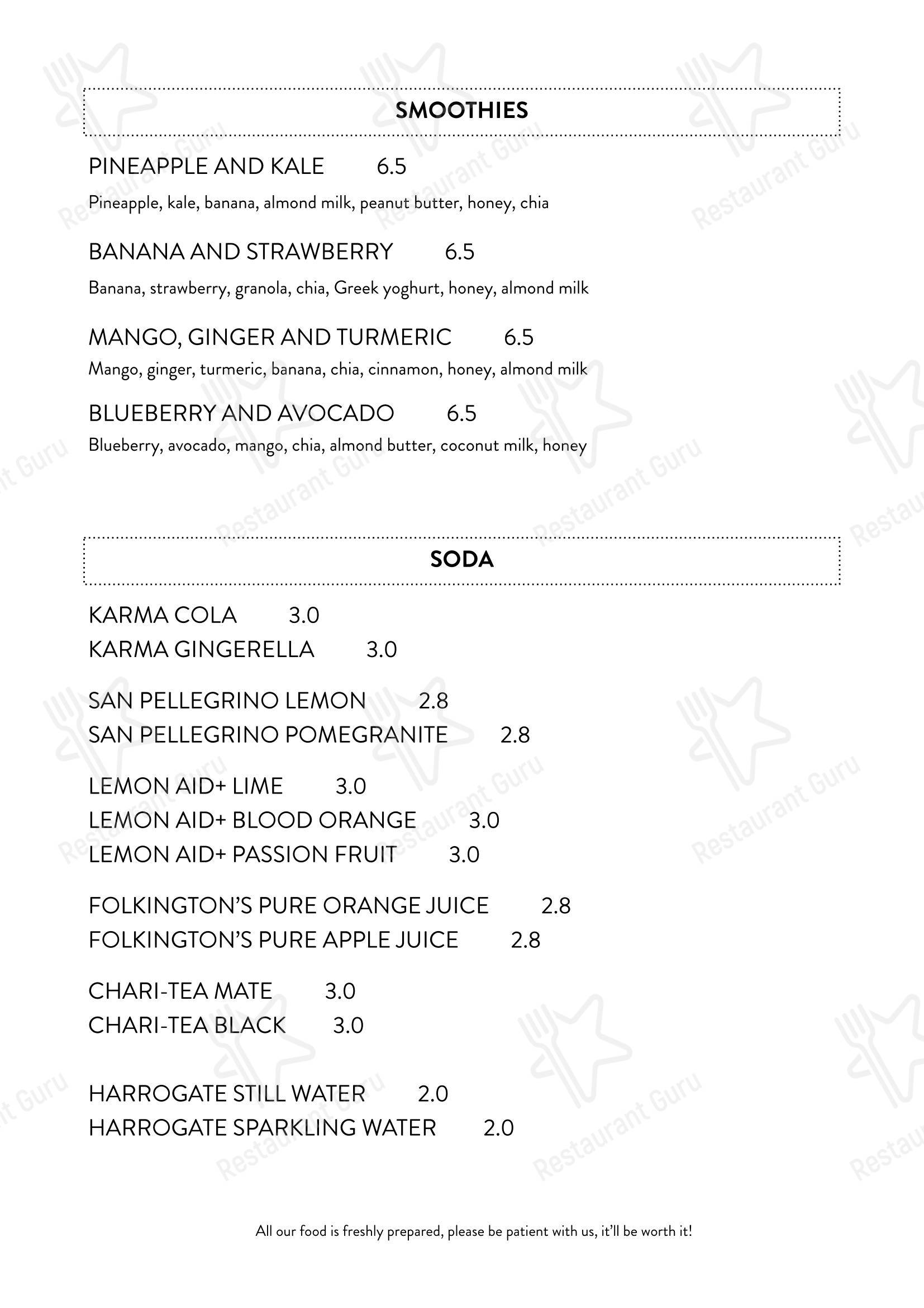 Меню напитков кафе Cafe Root