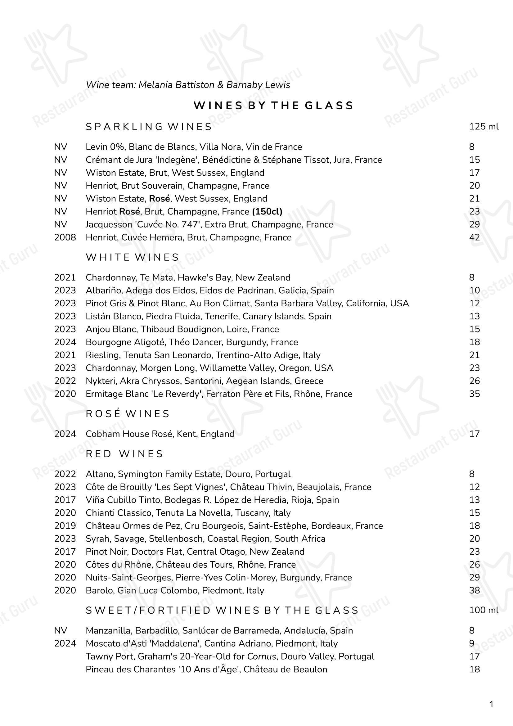 Меню ресторана Cornus - Dinner Menu