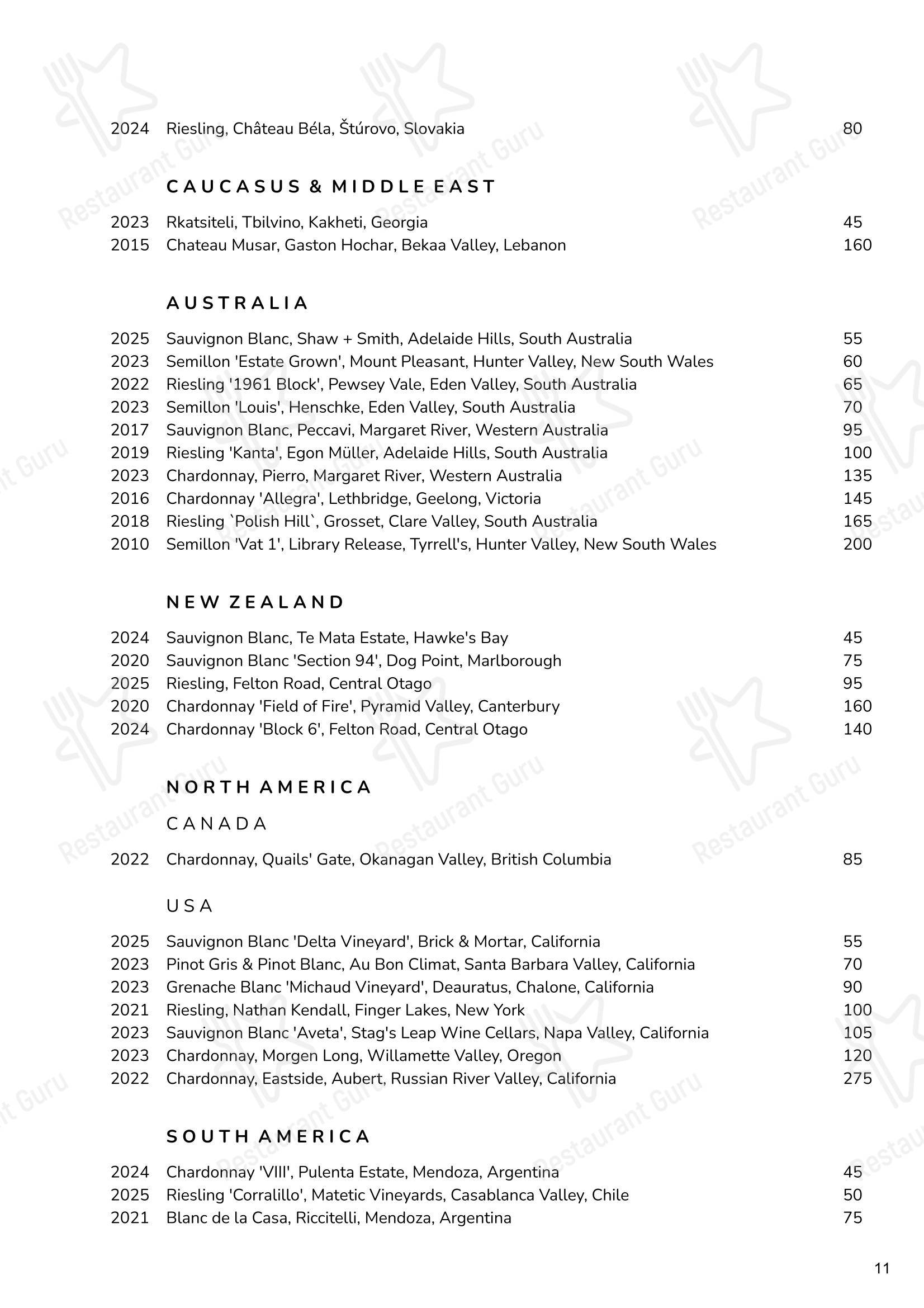 Menu bistro ресторана Cornus в Лондоне