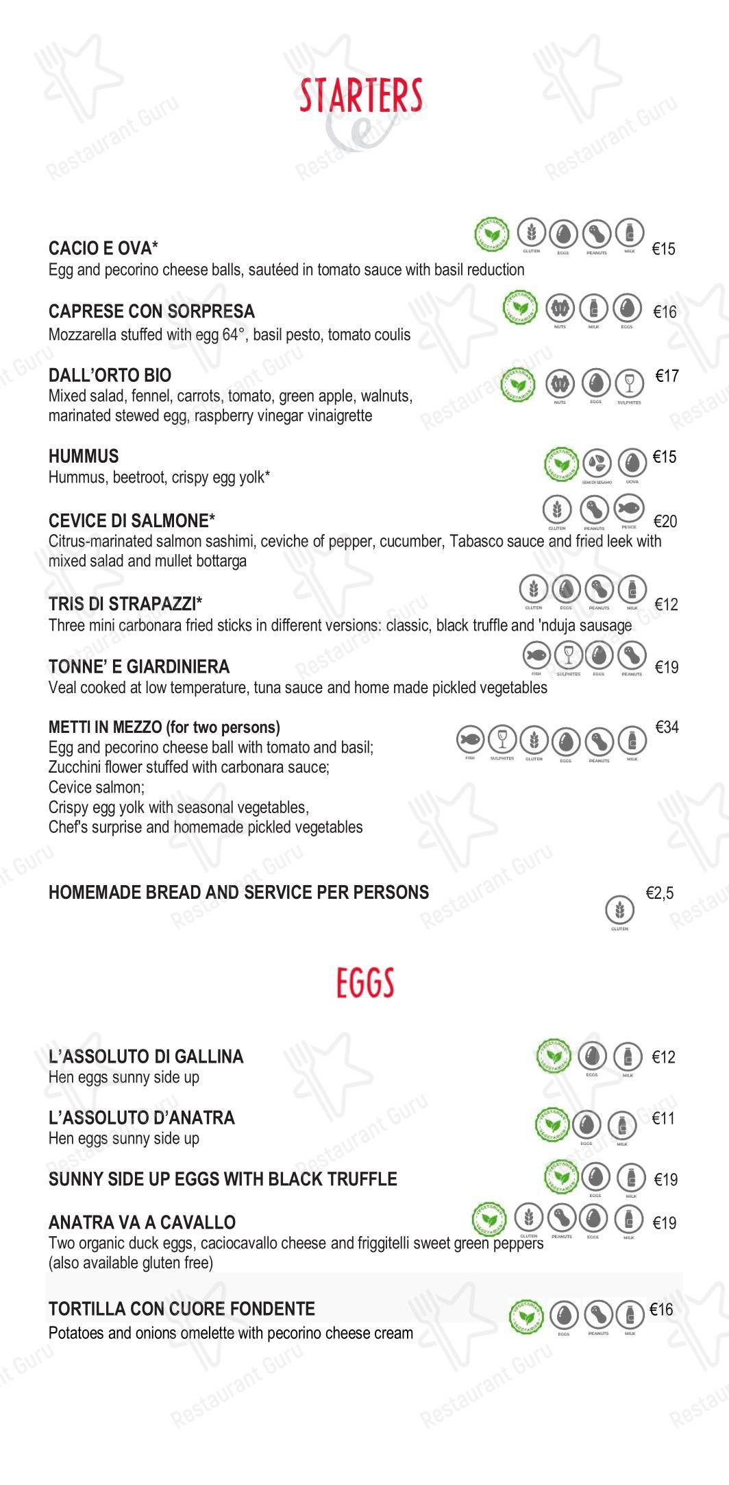 Меню кафе Eggs