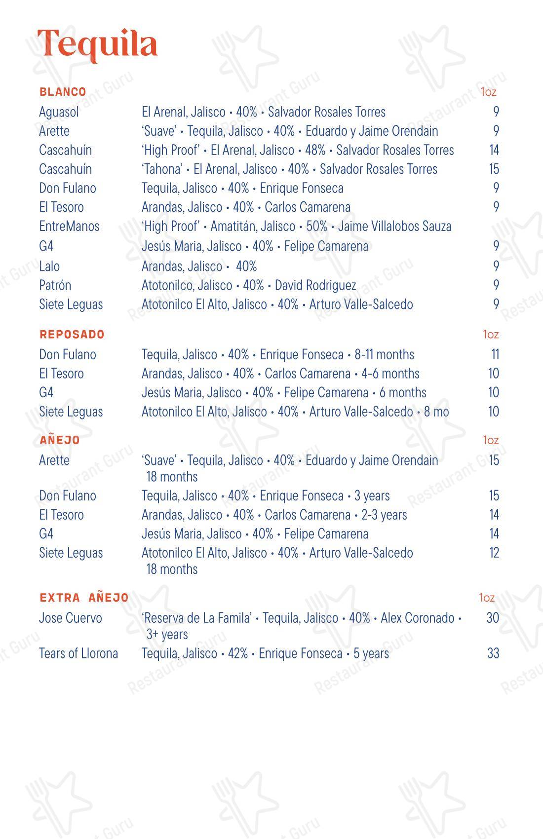Este в Остине - Wine Menu