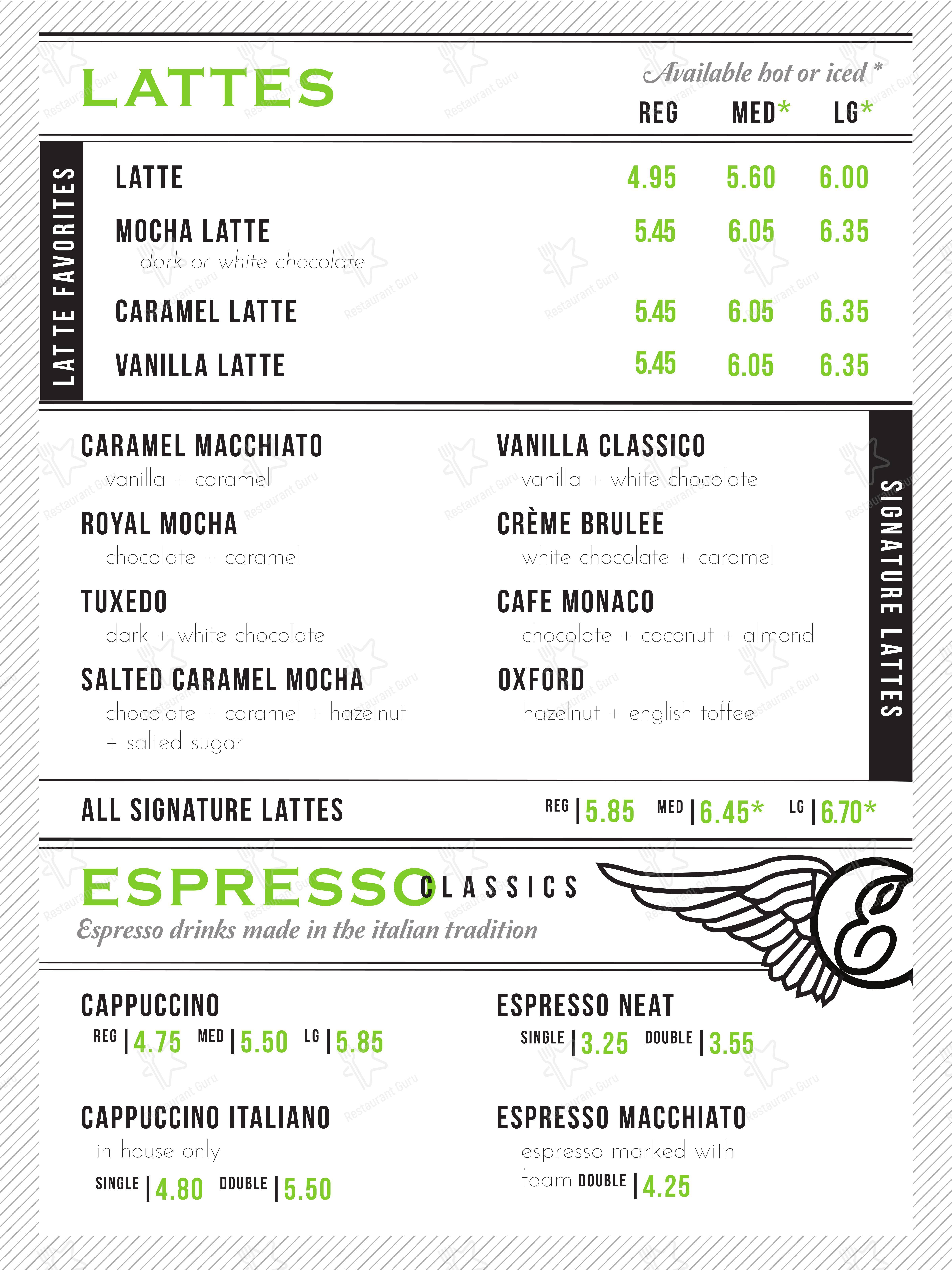 Leaf & Bean Coffee Co в Рочестере - Основное меню