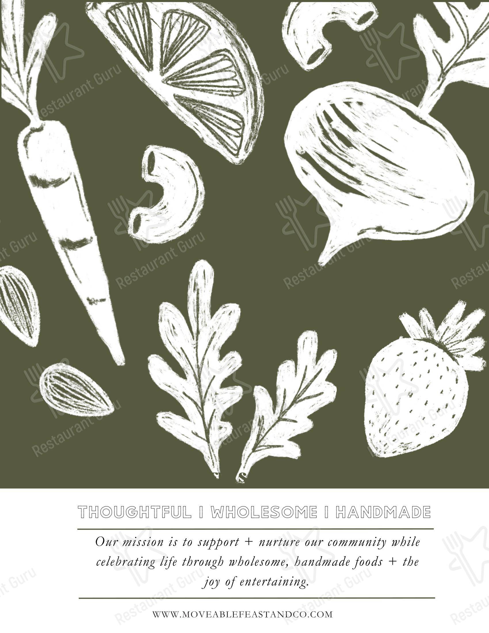 Меню напитков кафе Moveable Feast + Company