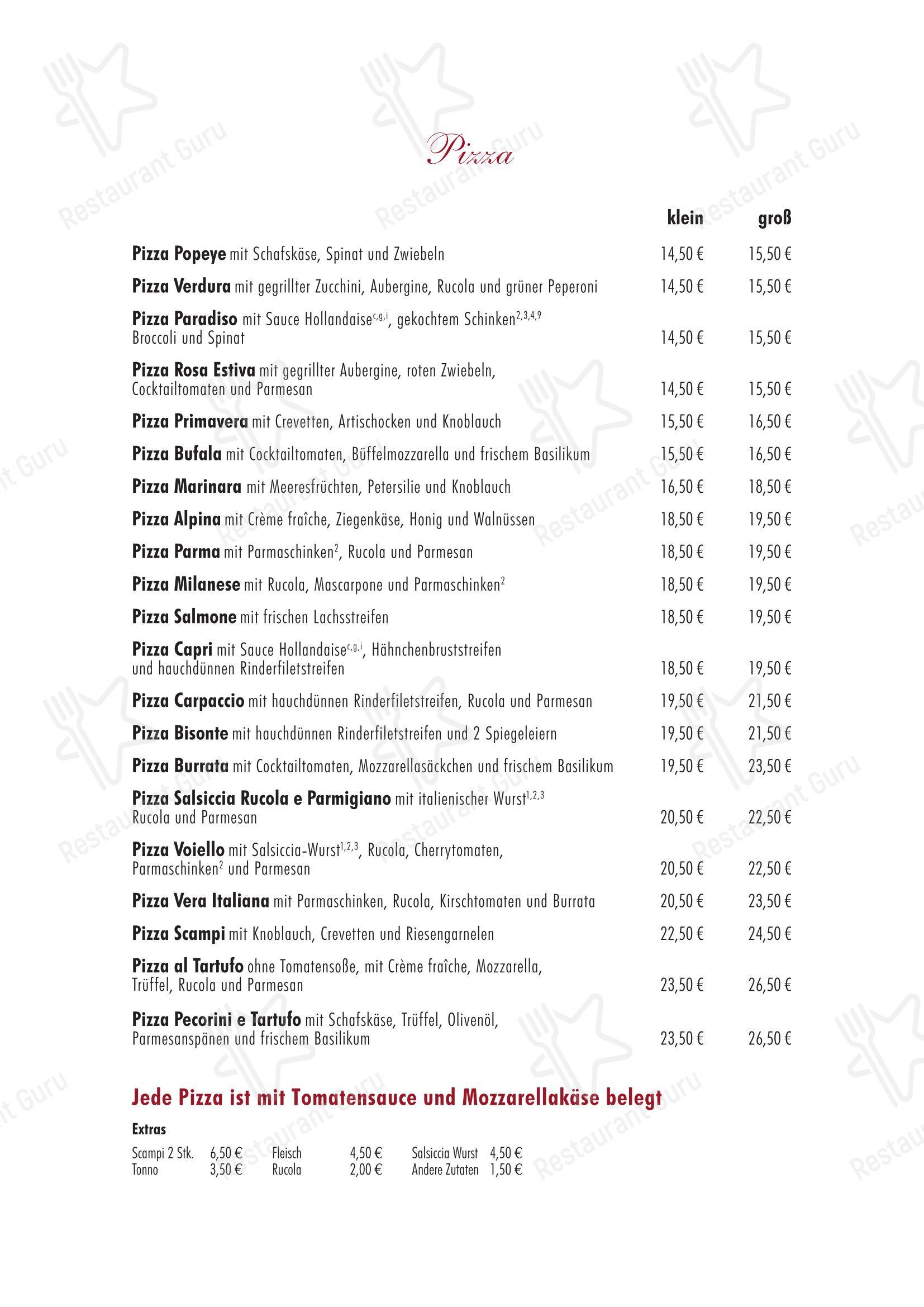 Pizzeria Da Massimo в Трире - Меню
