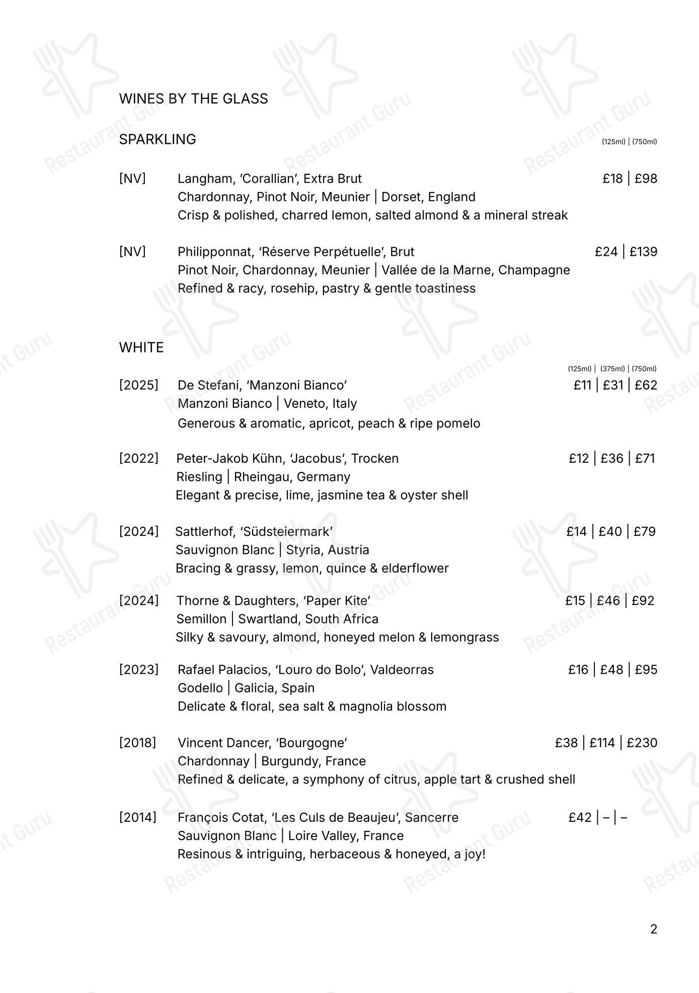 Takeaway Menu ресторана Portland в Лондоне