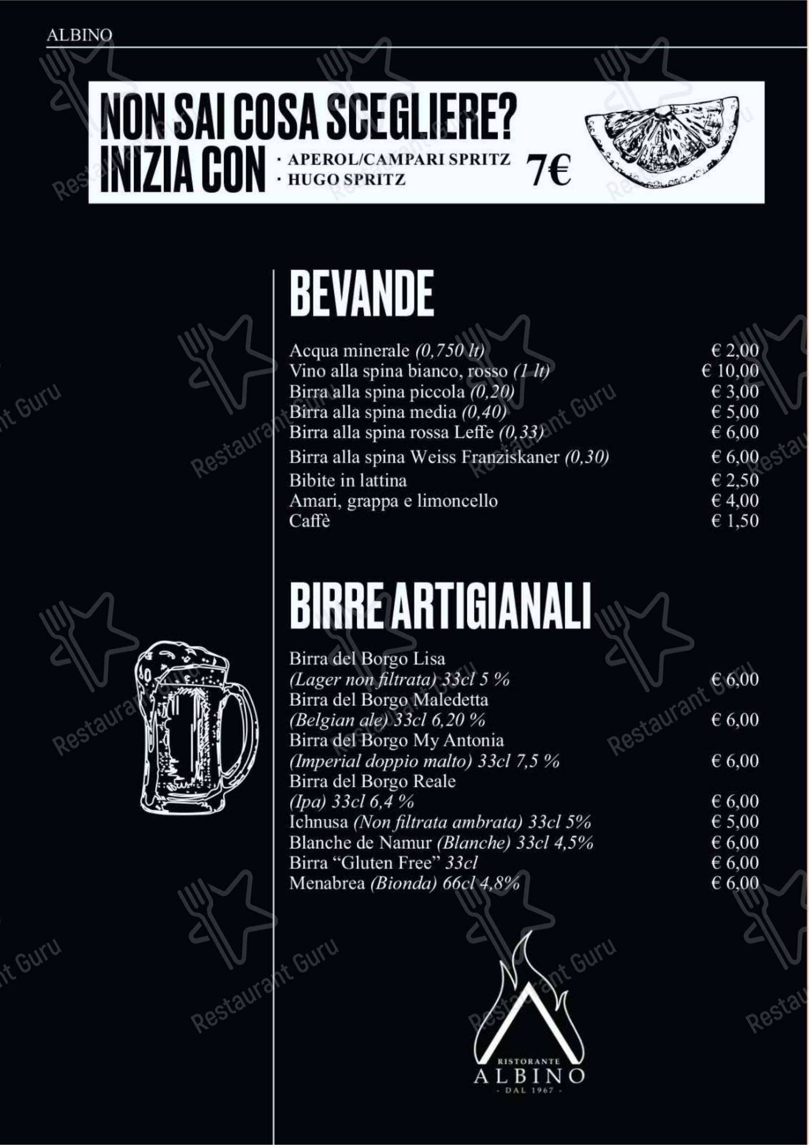 Ristorante Albino в Риме - Меню напитков