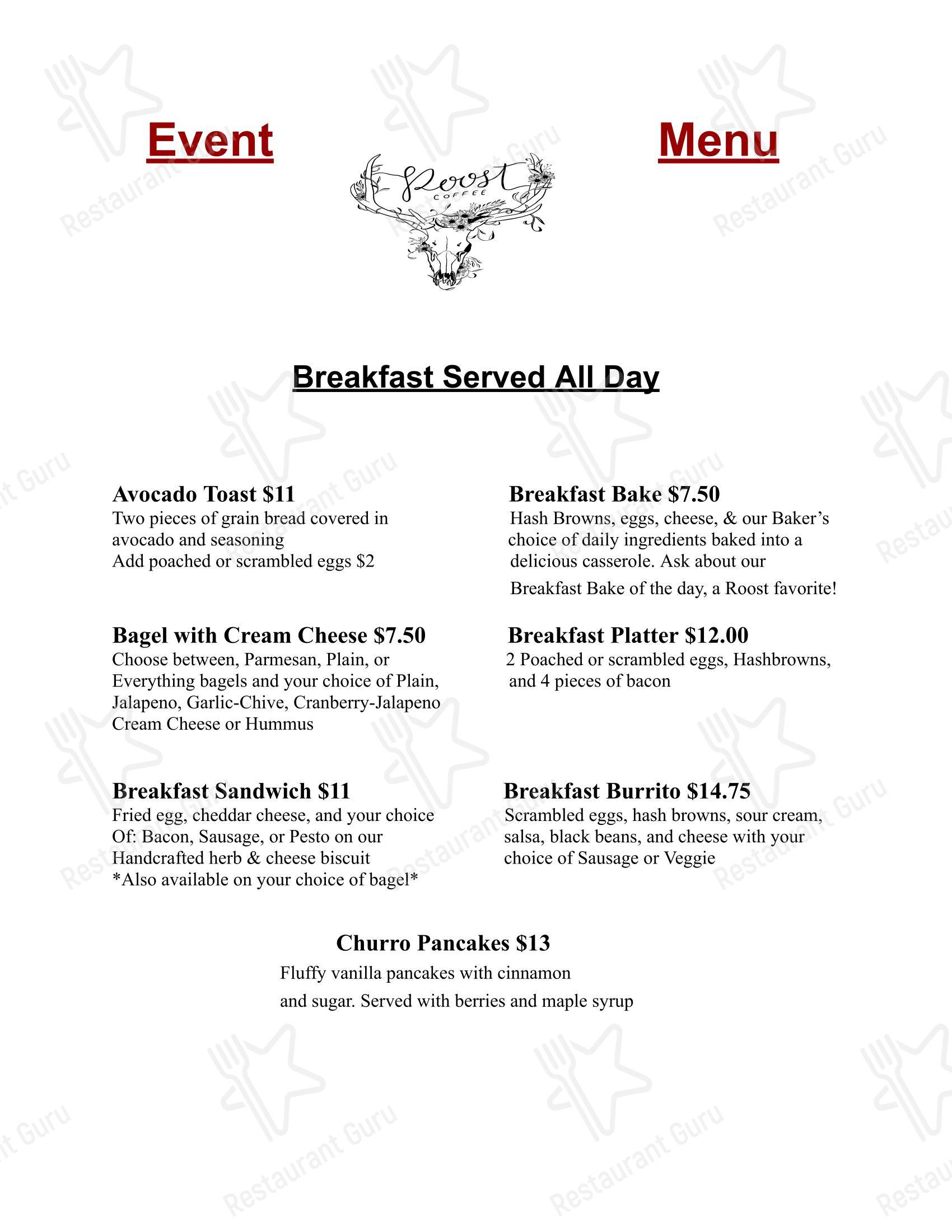 Крафт меню кафе Roost Coffee & Market
