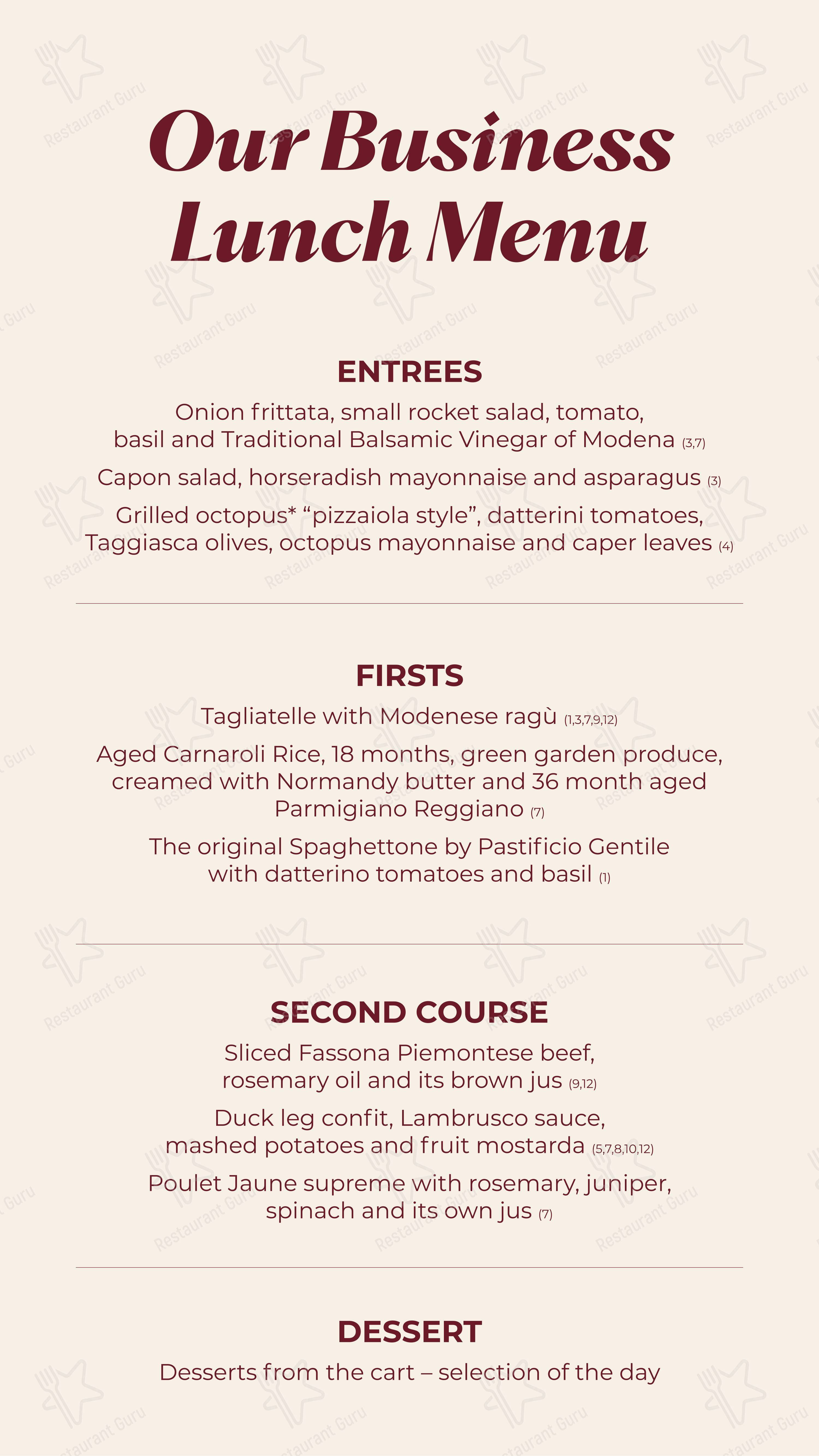 SottoLuce - Ristorante в Модене - Lunch Menu