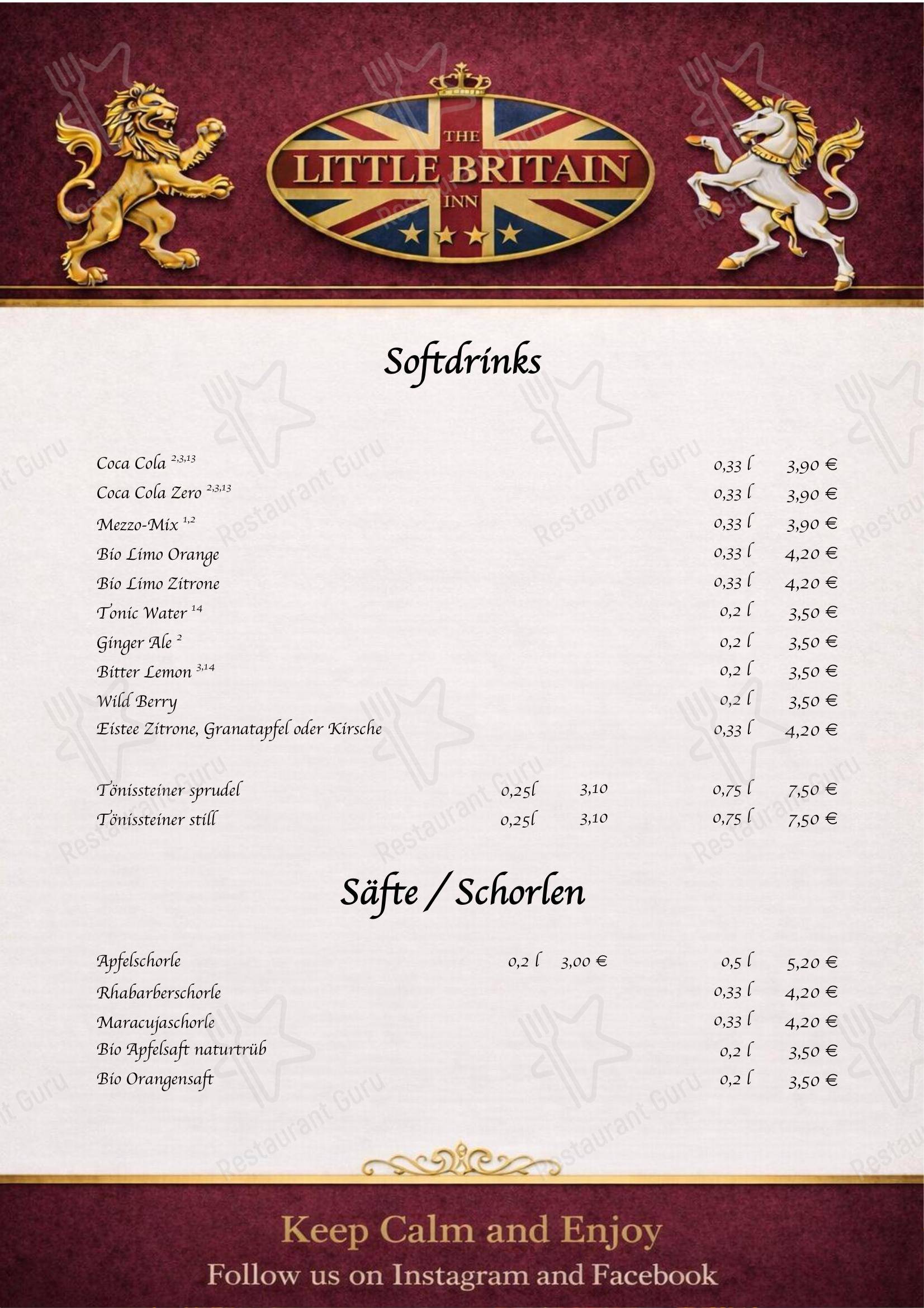 The Little Britain Inn в Феттельшосе - 菜单