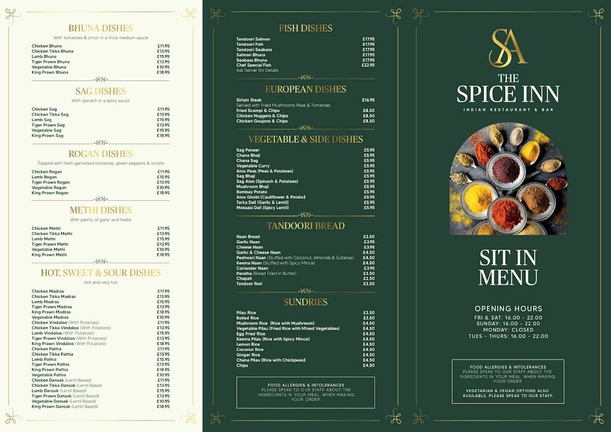 the spice inn portaferry меню