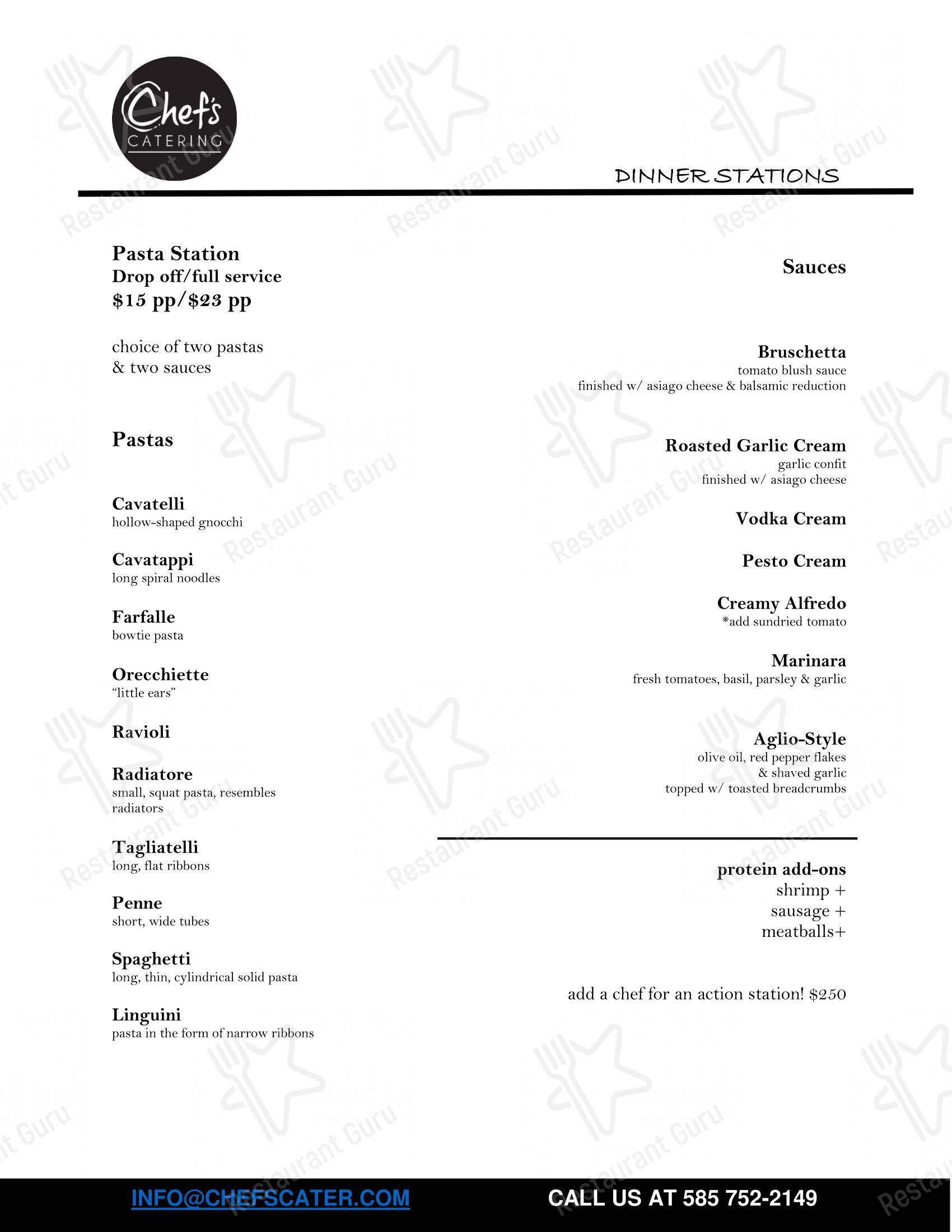 Коктейльная карта десерта Chef's Catering в Рочестере