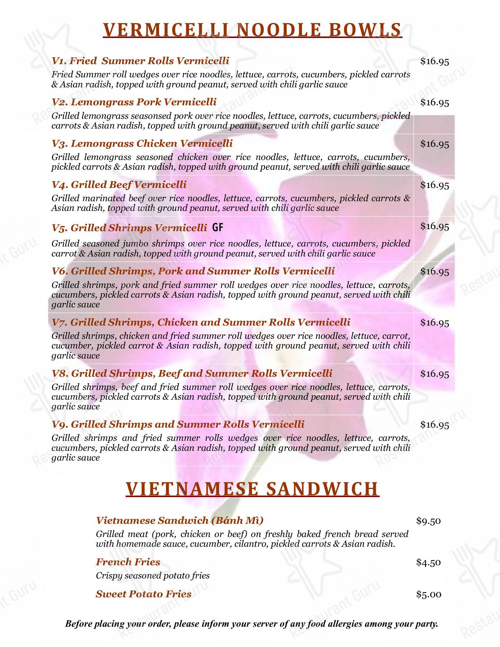 Gigi's Restaurant в Мейнарде - Меню