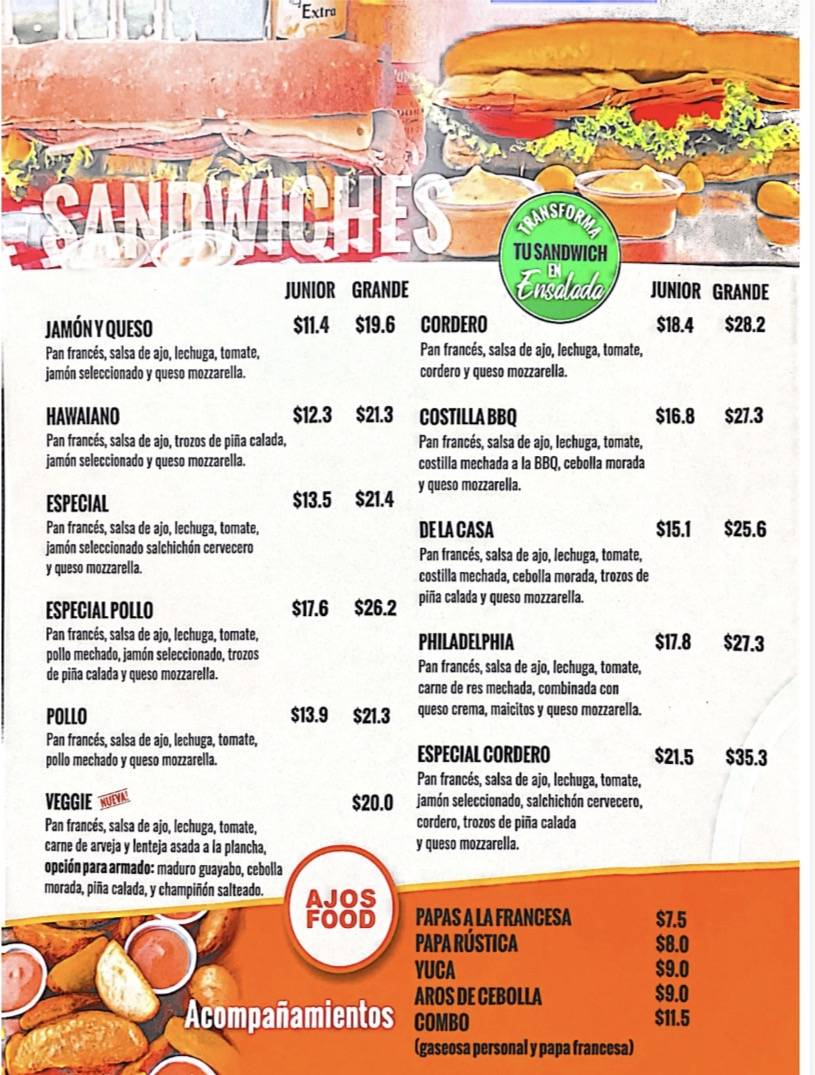 AJOS FOOD меню
