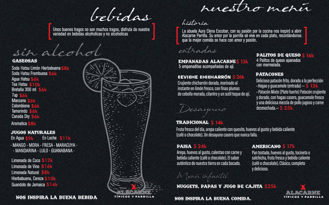 ALACARNE TÍPICOS Y PARRILLA меню