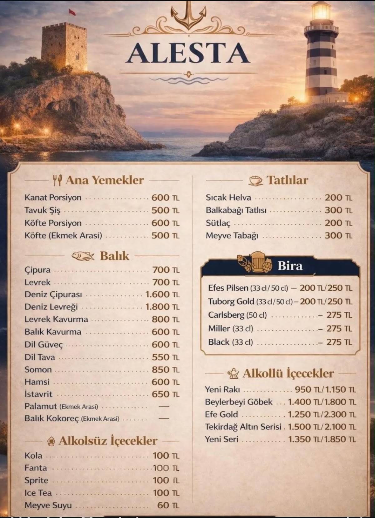ALESTA BALIK RESTORAN меню