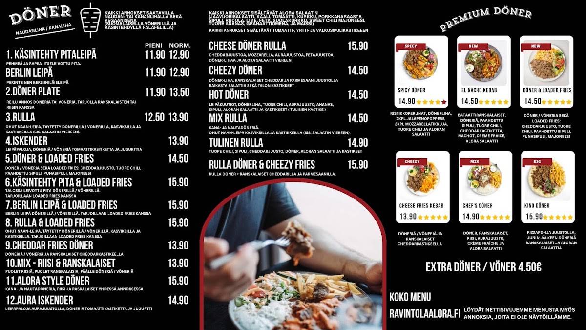 ALORA Ravintola & Cafè меню