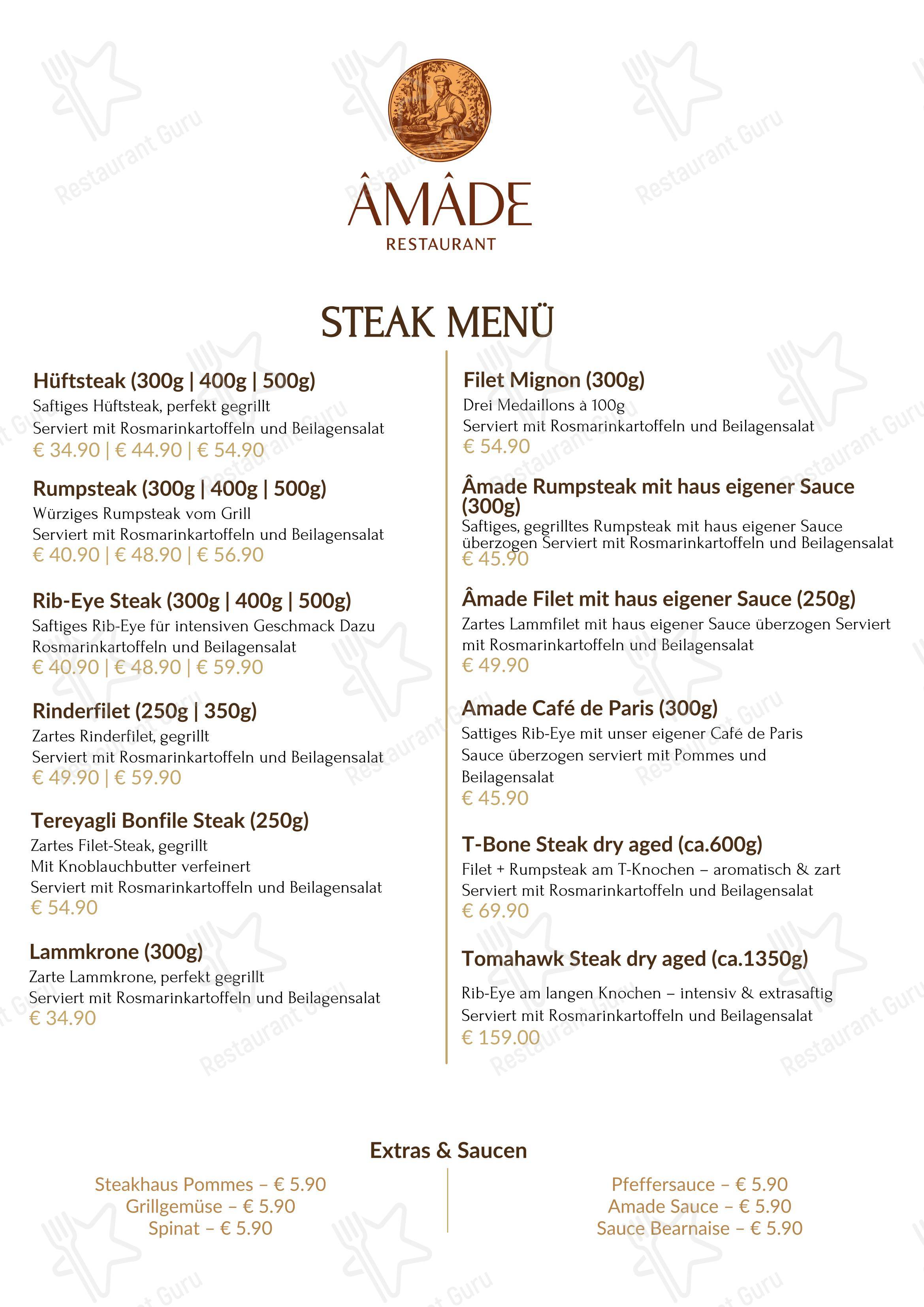 Меню ресторана ÂMÂDE Restaurant