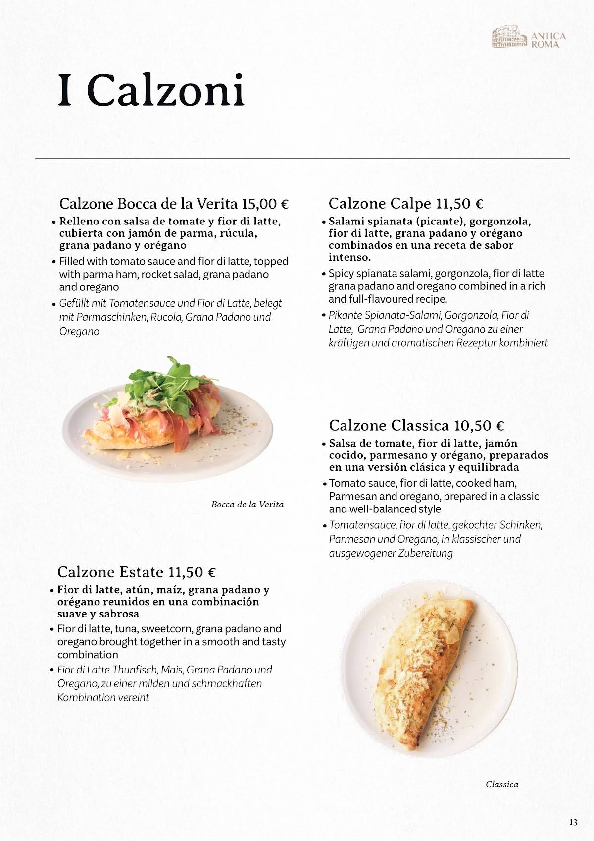 ANTICA ROMA DA LUCIANO. меню