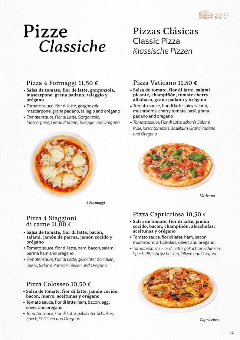 ANTICA ROMA DA LUCIANO. меню