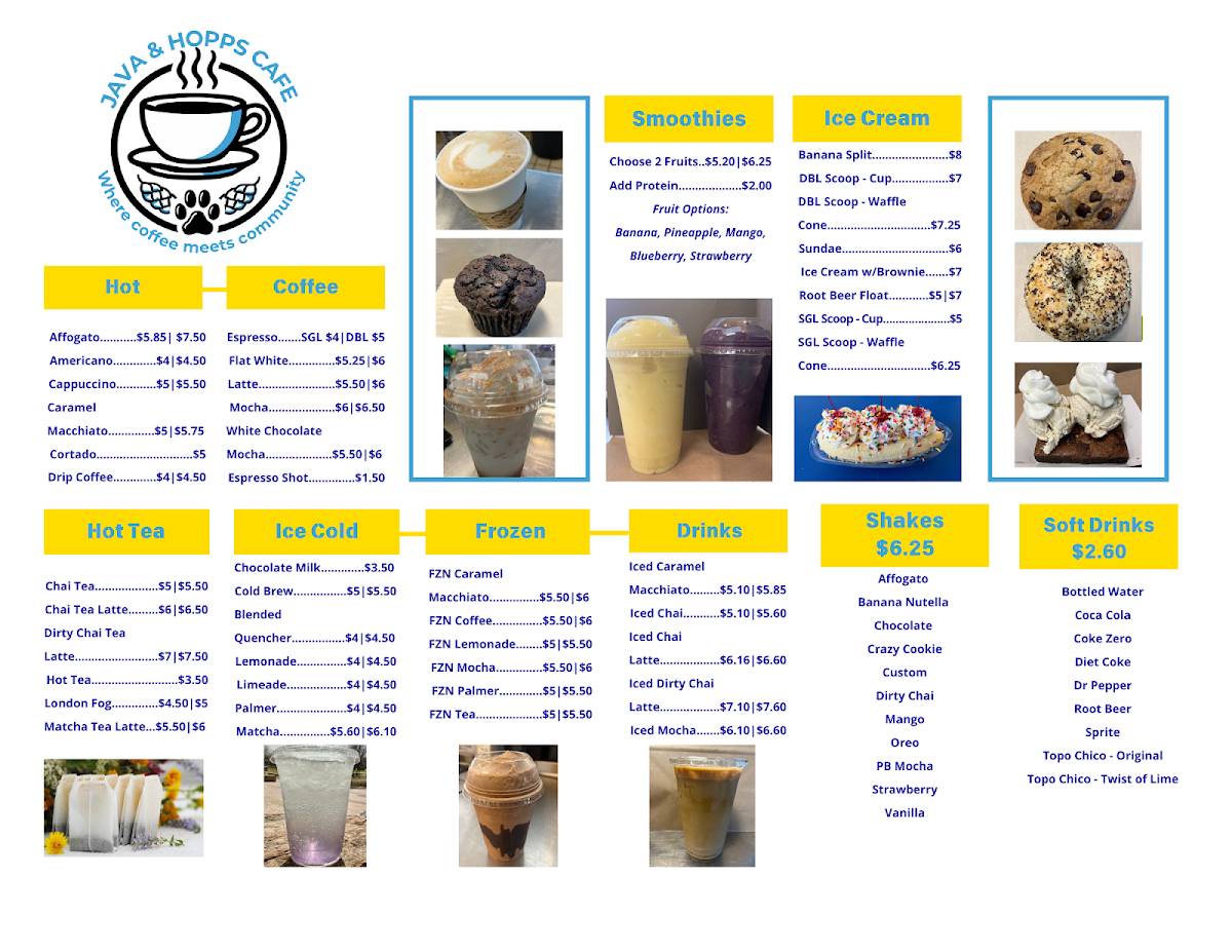 Java and Hopps Cafe меню
