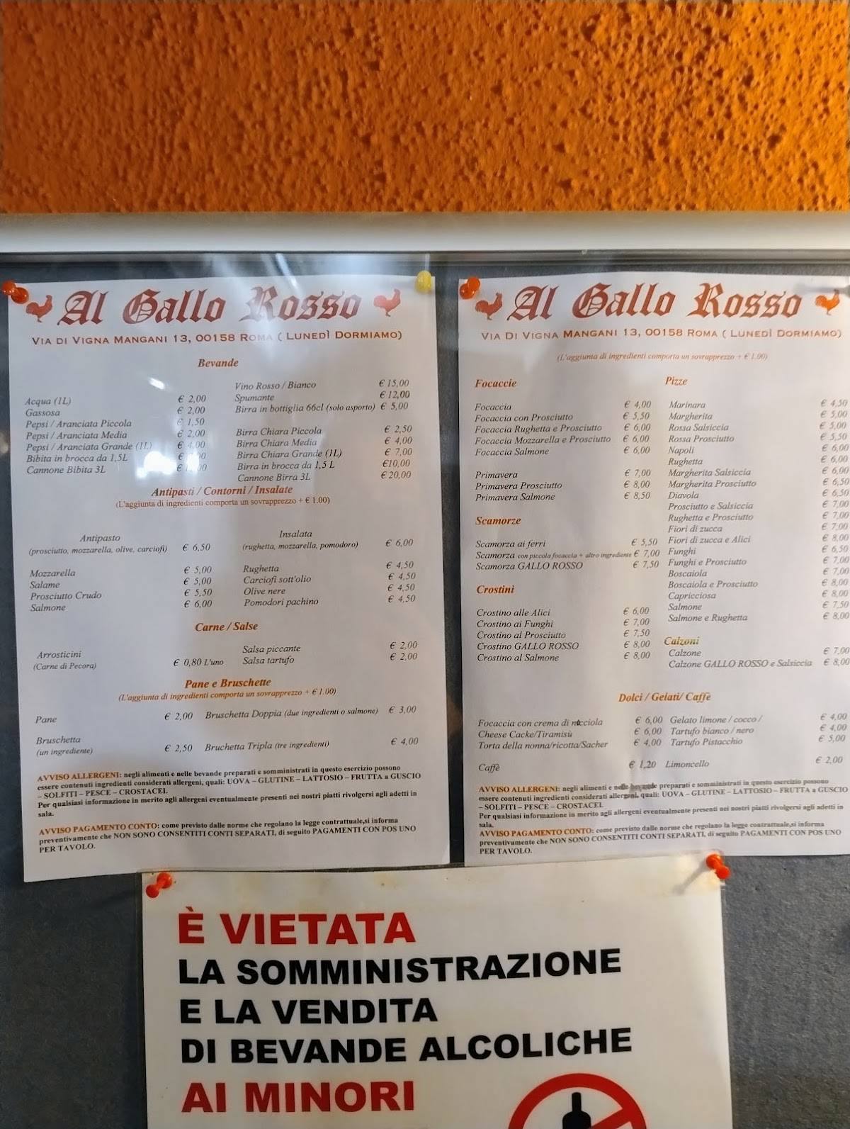 Al Gallo Rosso меню
