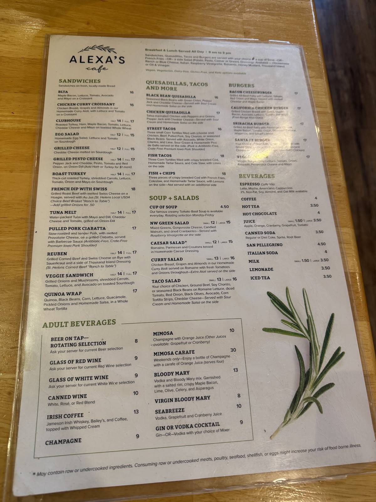 Alexa's Cafe & Catering меню