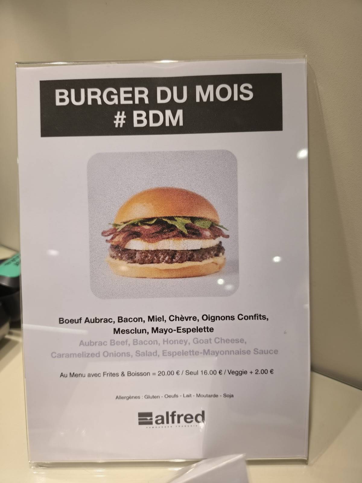 Alfred Burger меню