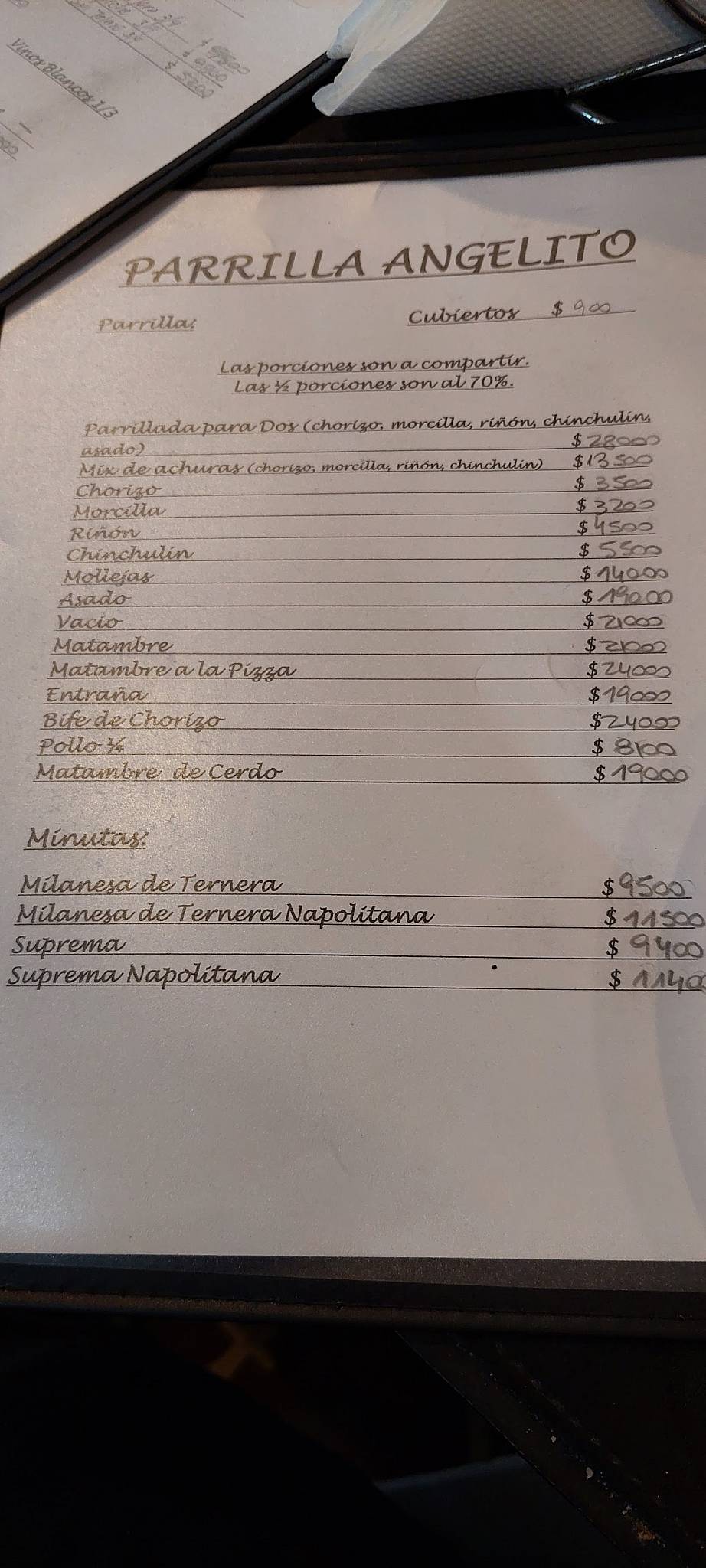 Angelito меню