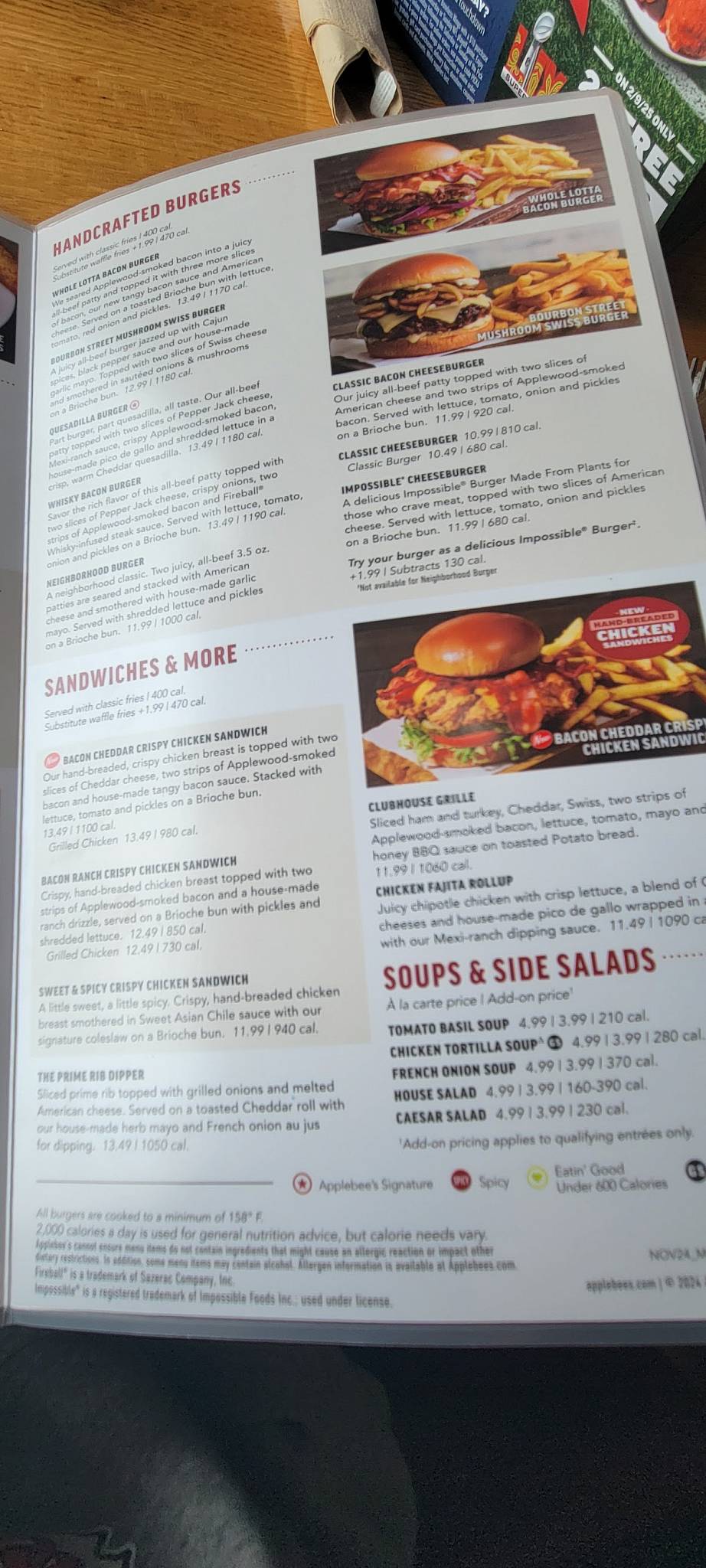 Applebee's Grill + Bar меню