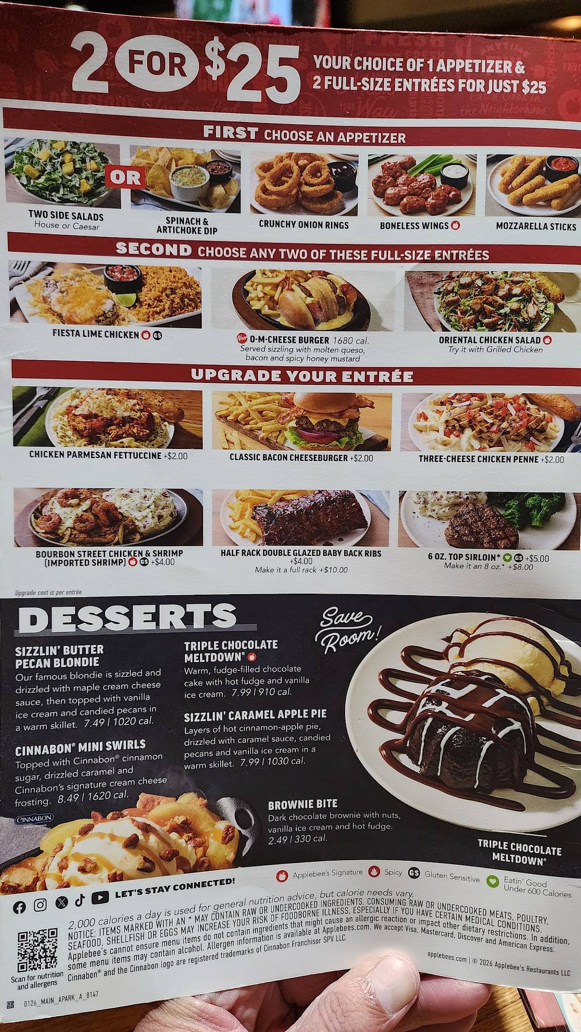 Applebee's Grill + Bar меню