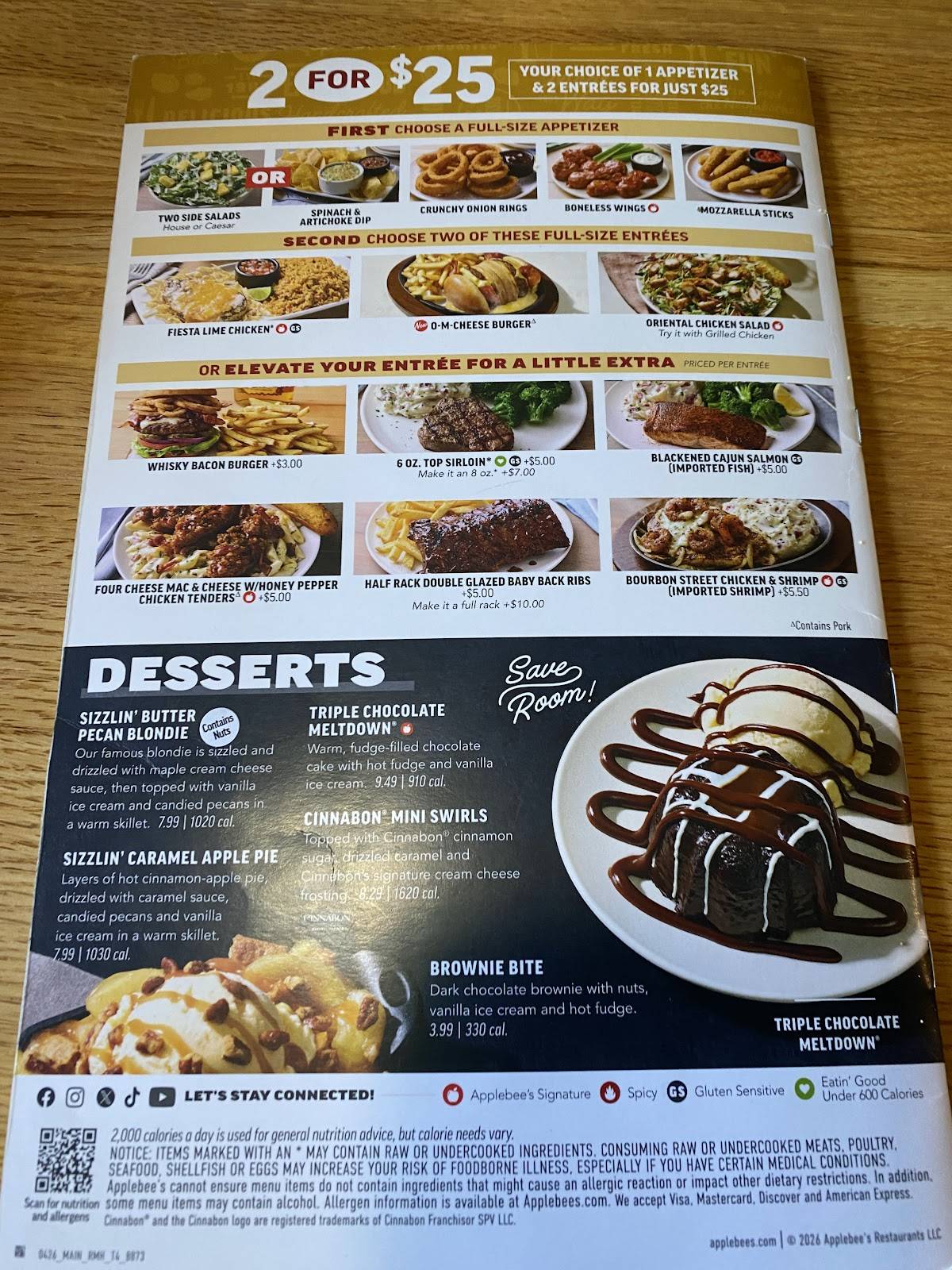 Applebee's Grill + Bar меню
