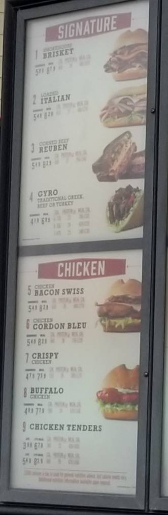 Arby's меню