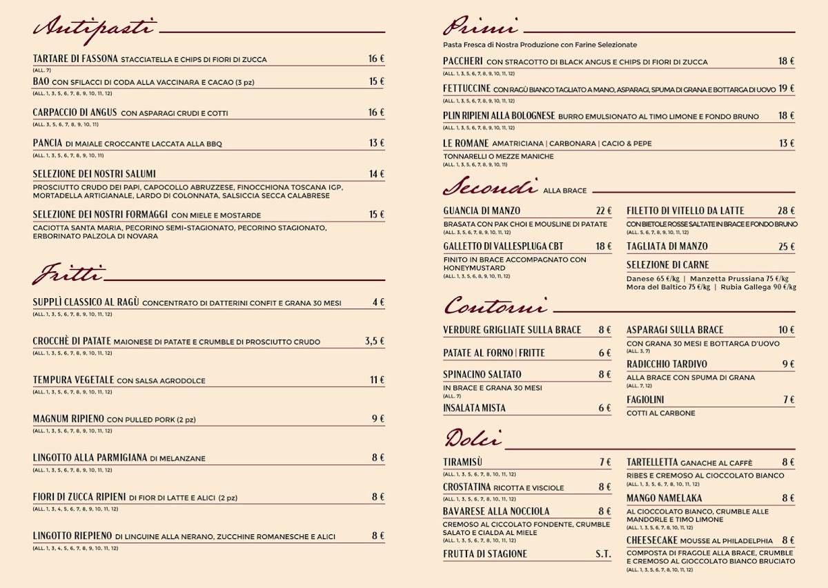 BEF brace e cucina Infernetto меню