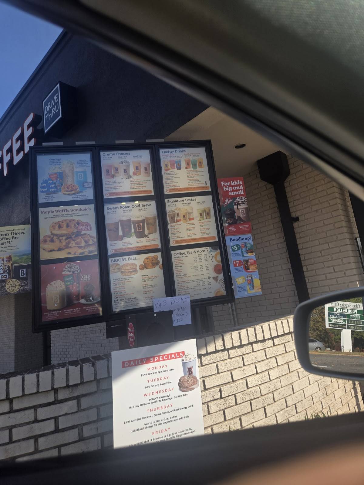 BIGGBY COFFEE меню
