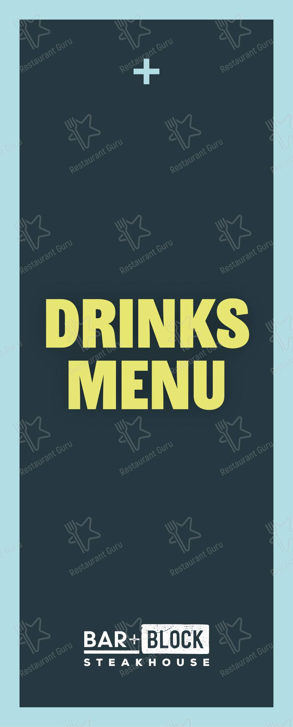菜单 паба и бара Bar + Block Steakhouse Belfast в Белфасте