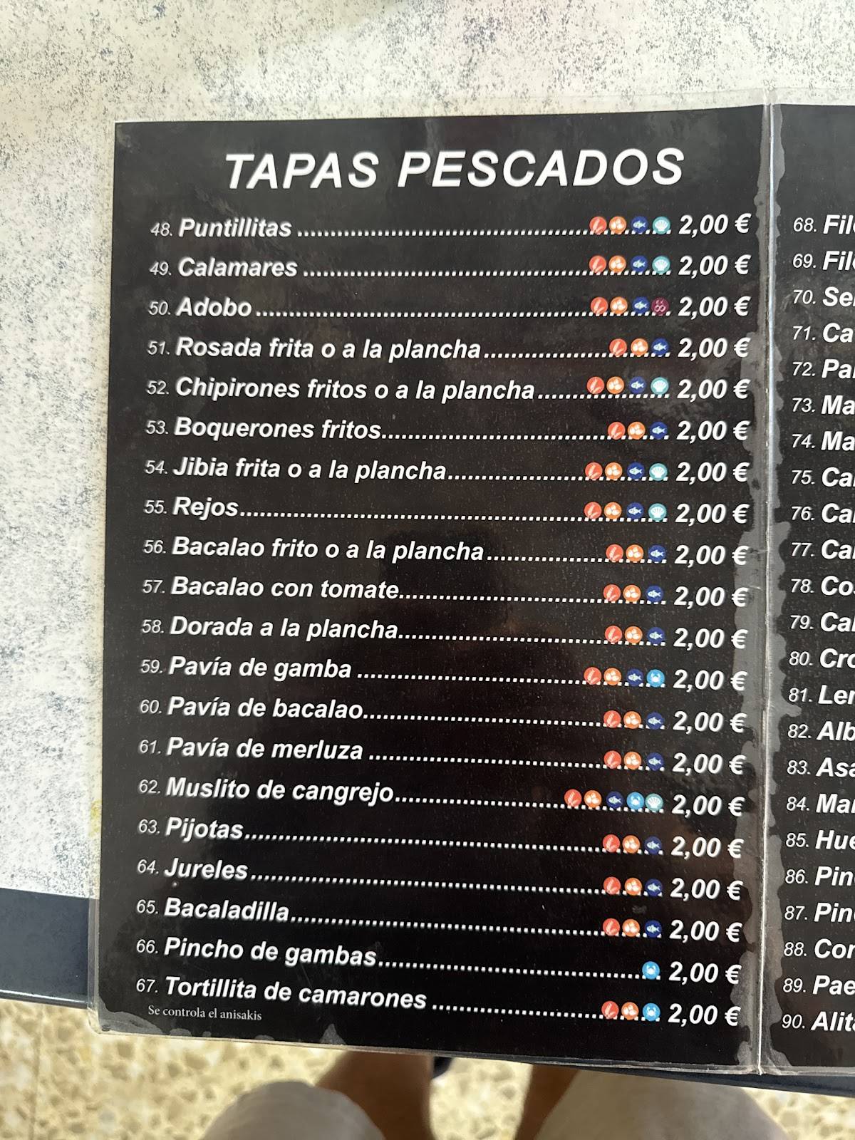 Bar El Semáforo меню