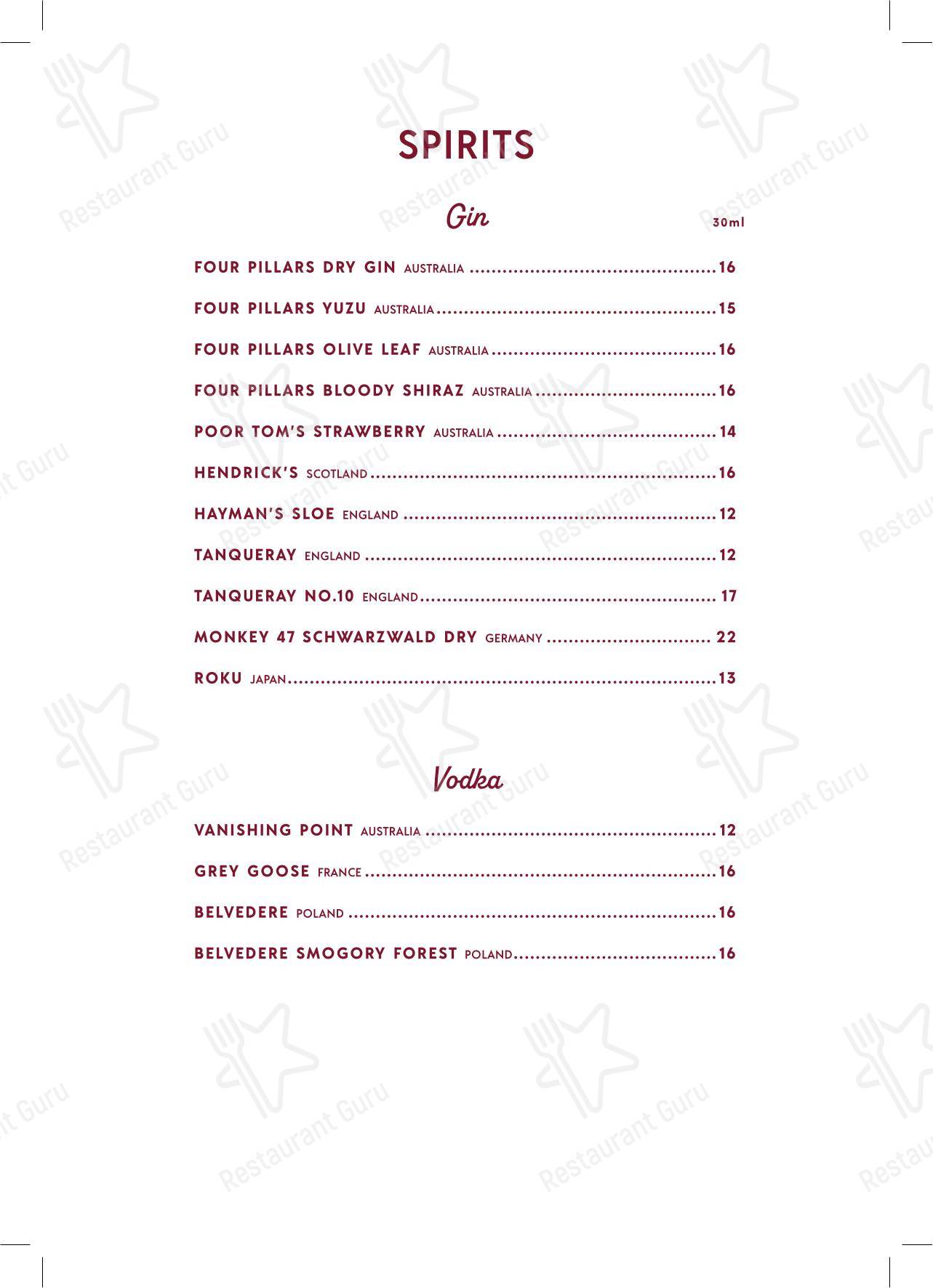 Меню ресторана Bar Infinita - Boronia Catering Menu Pack