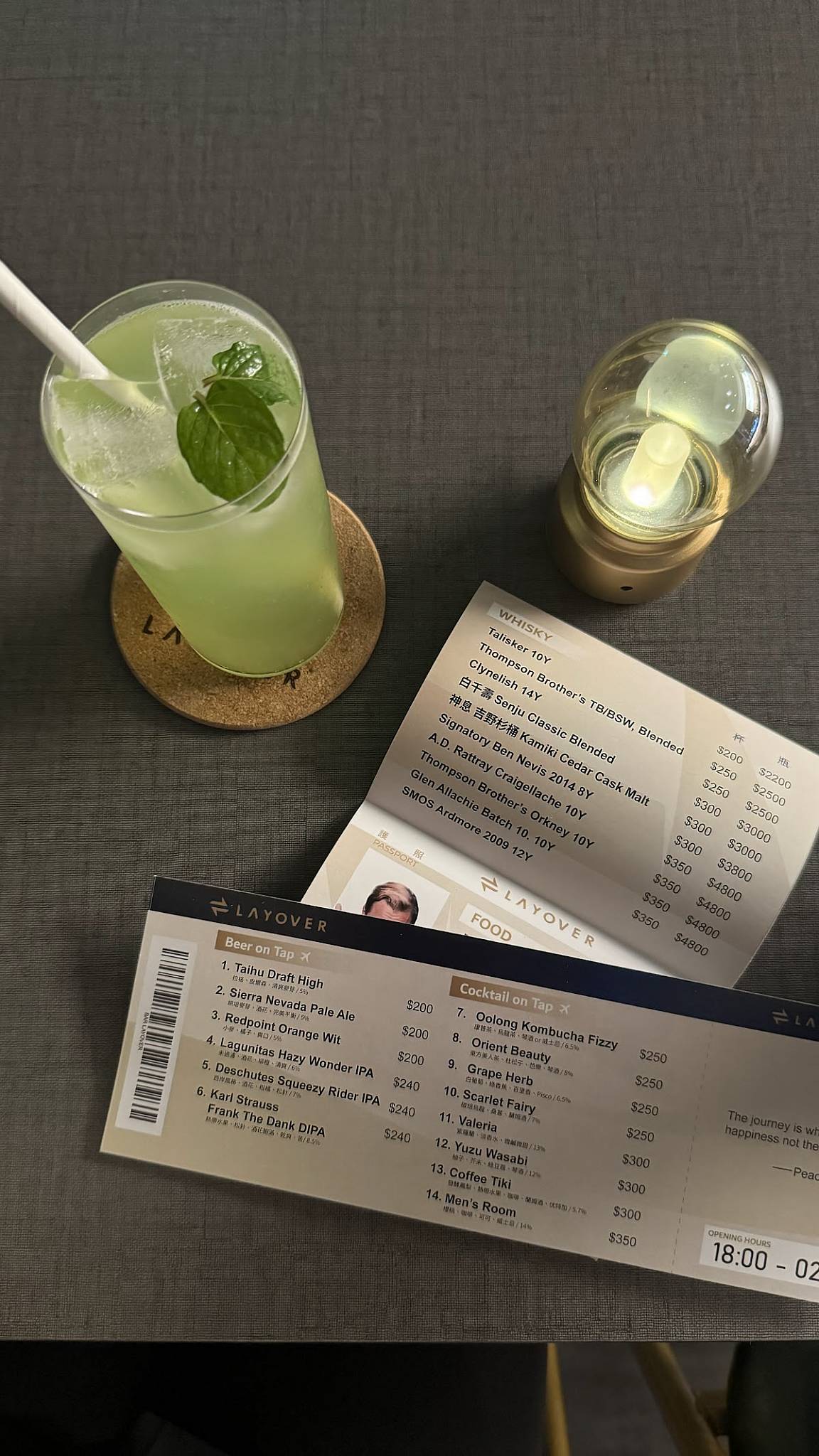 Bar Layover меню