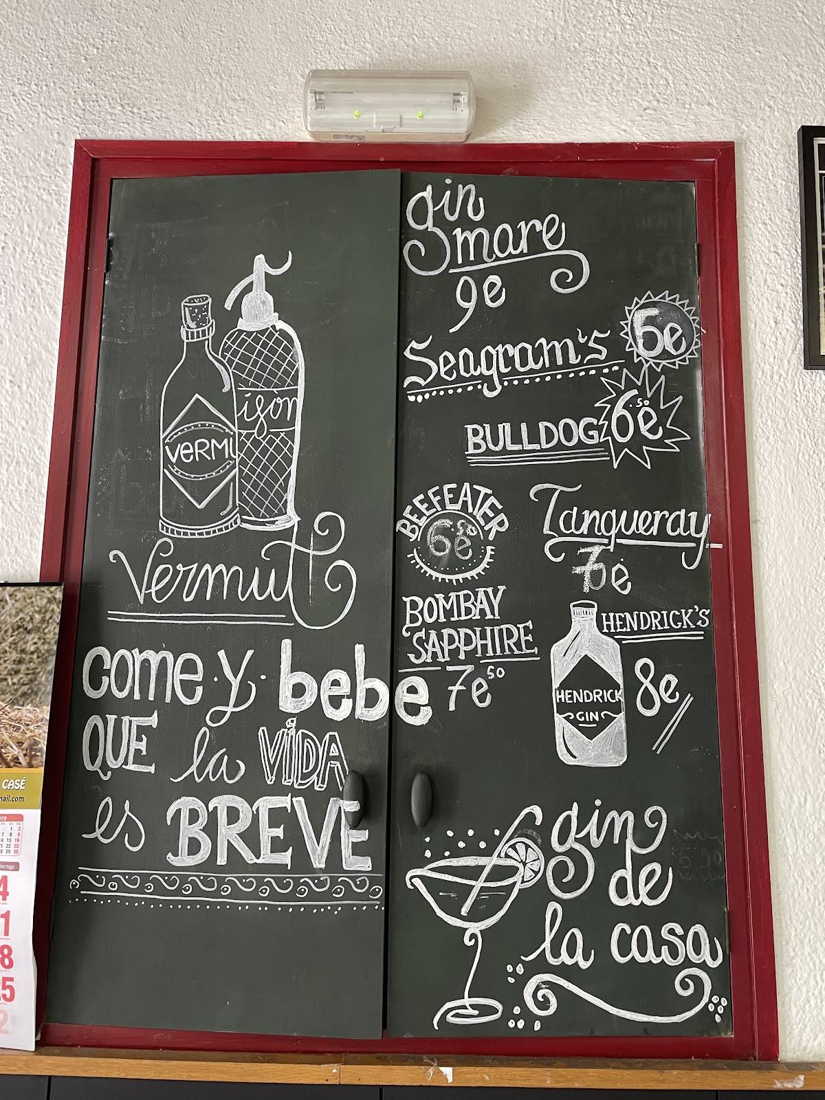 Bar Nou Ideal меню