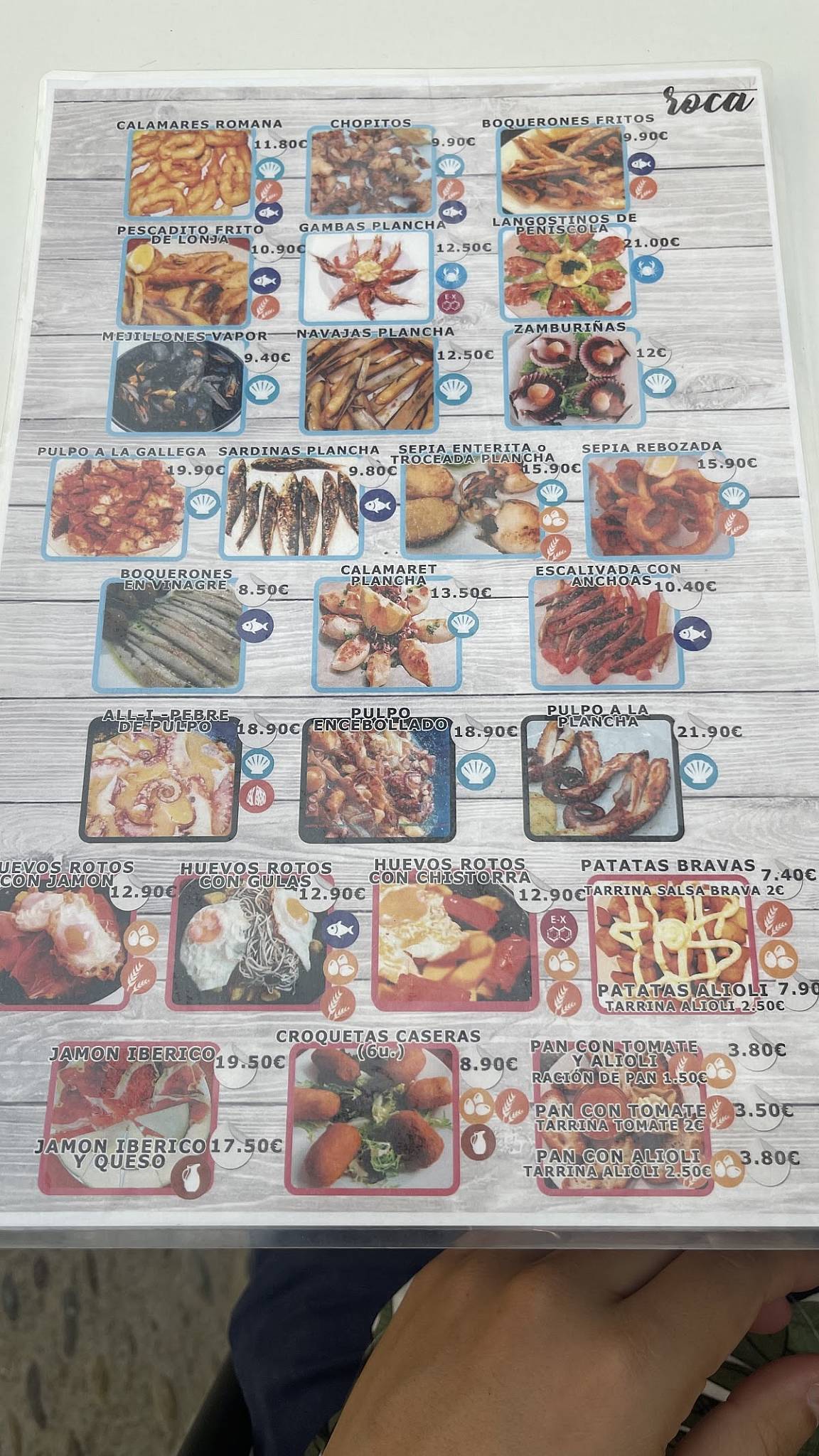 Bar Restaurante Roca меню