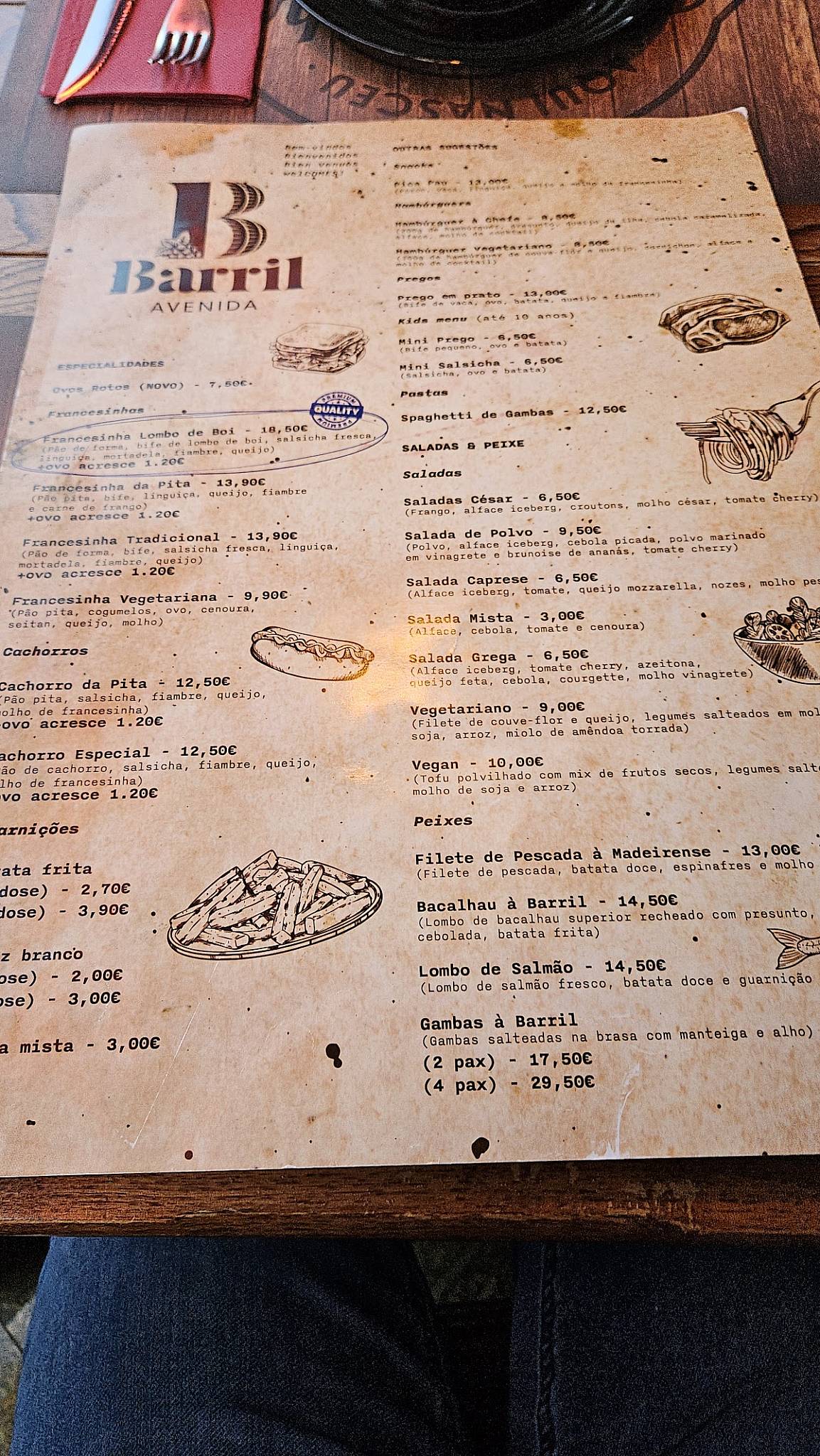 Barril Avenida меню
