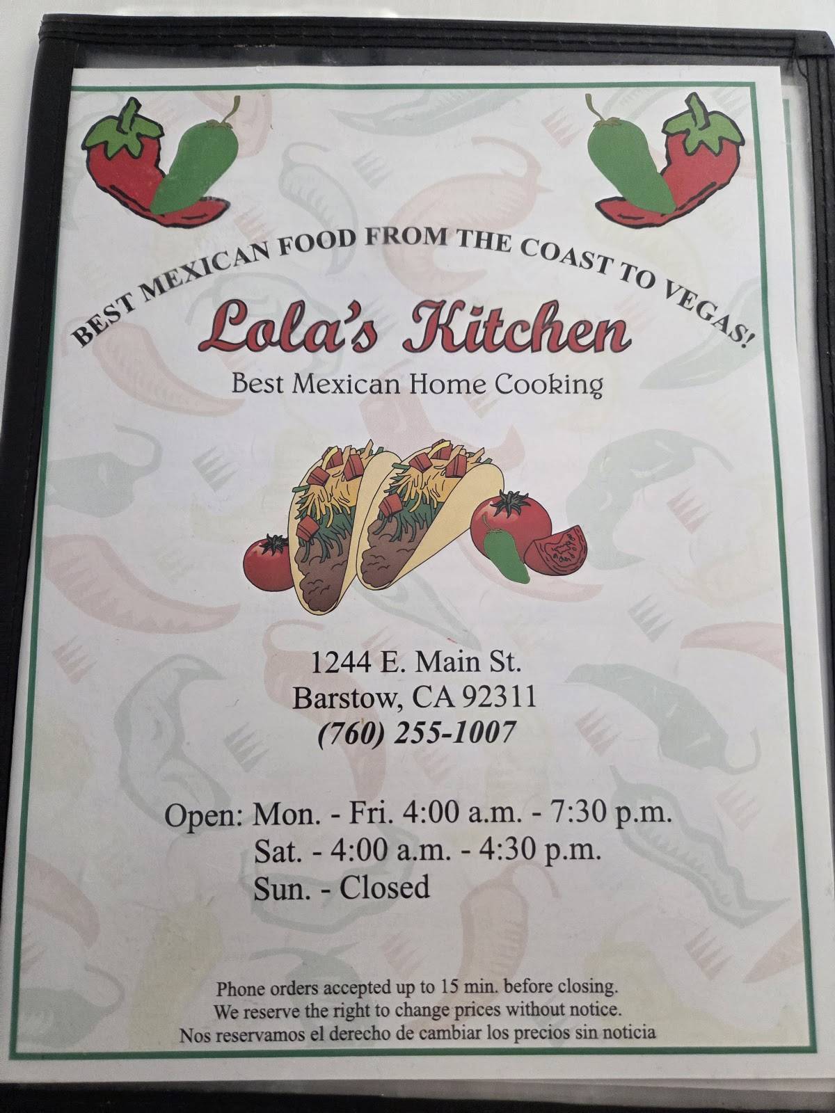 Lola's Kitchen меню
