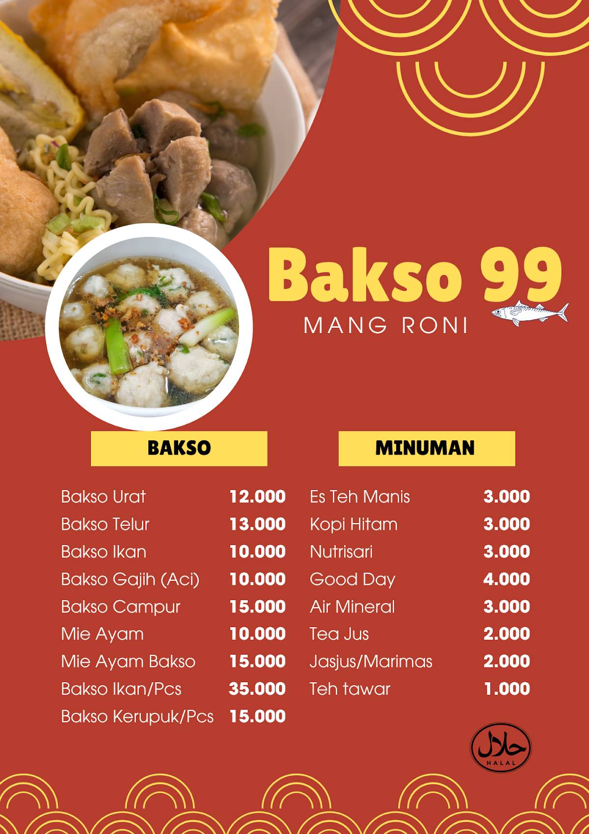 Baso 99 Mas Roni меню
