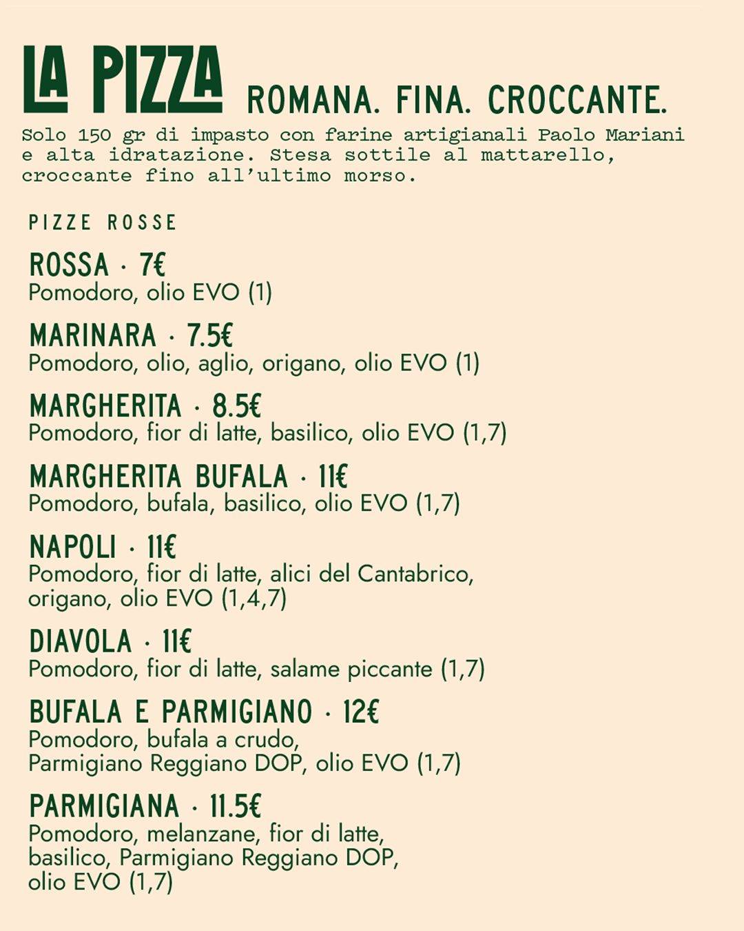 Bassa Pizzeria меню