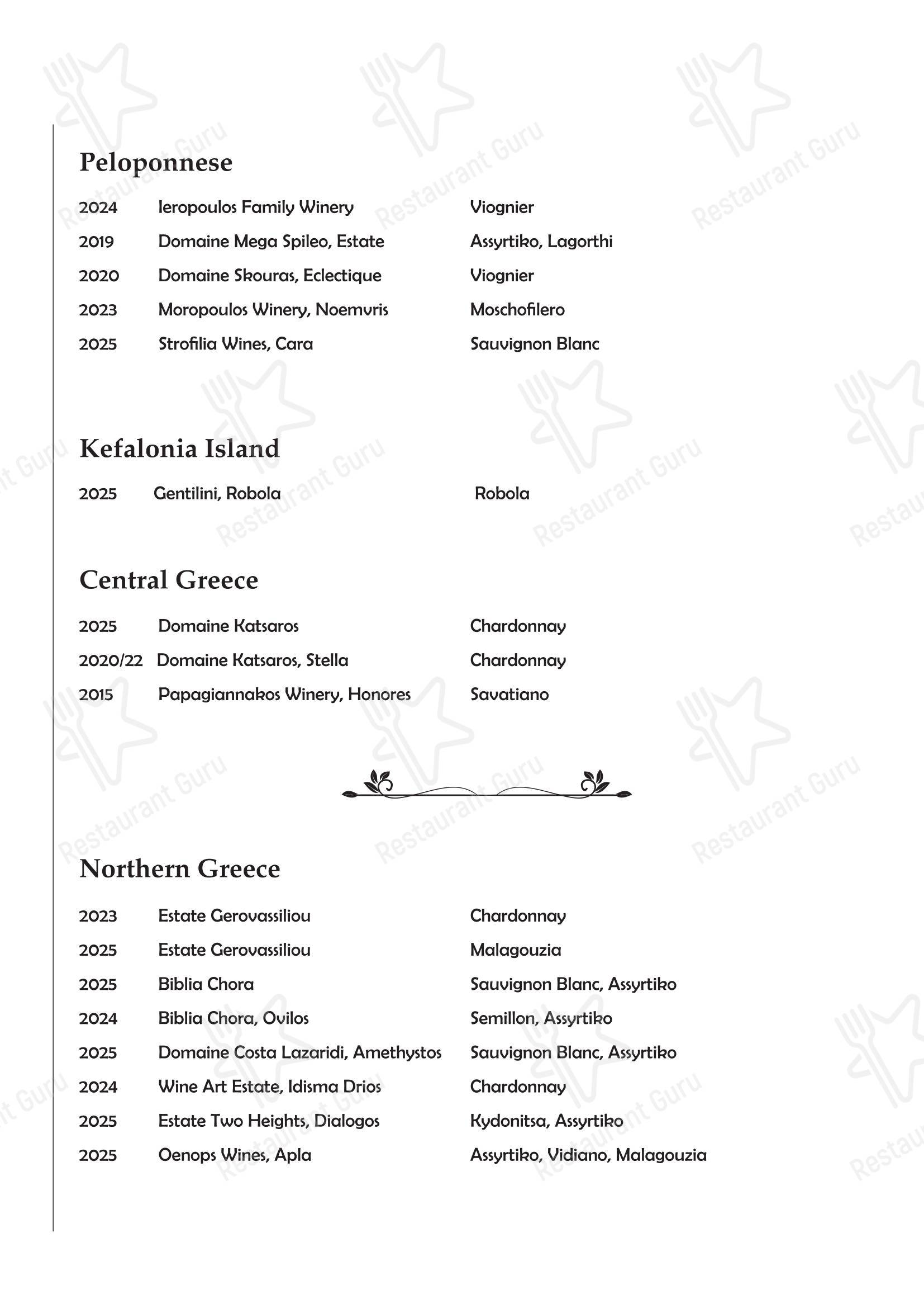 Takeaway Menu ресторана Beachcomber Bar Restaurant Stalis