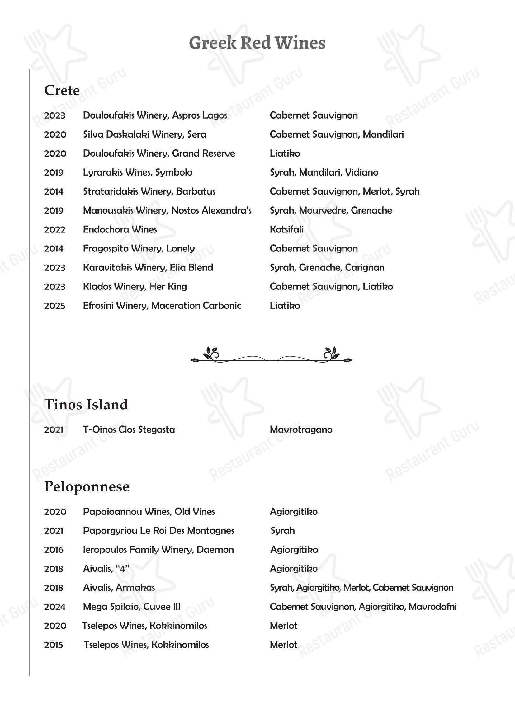 Меню ресторана Beachcomber Bar Restaurant Stalis - Takeaway Menu