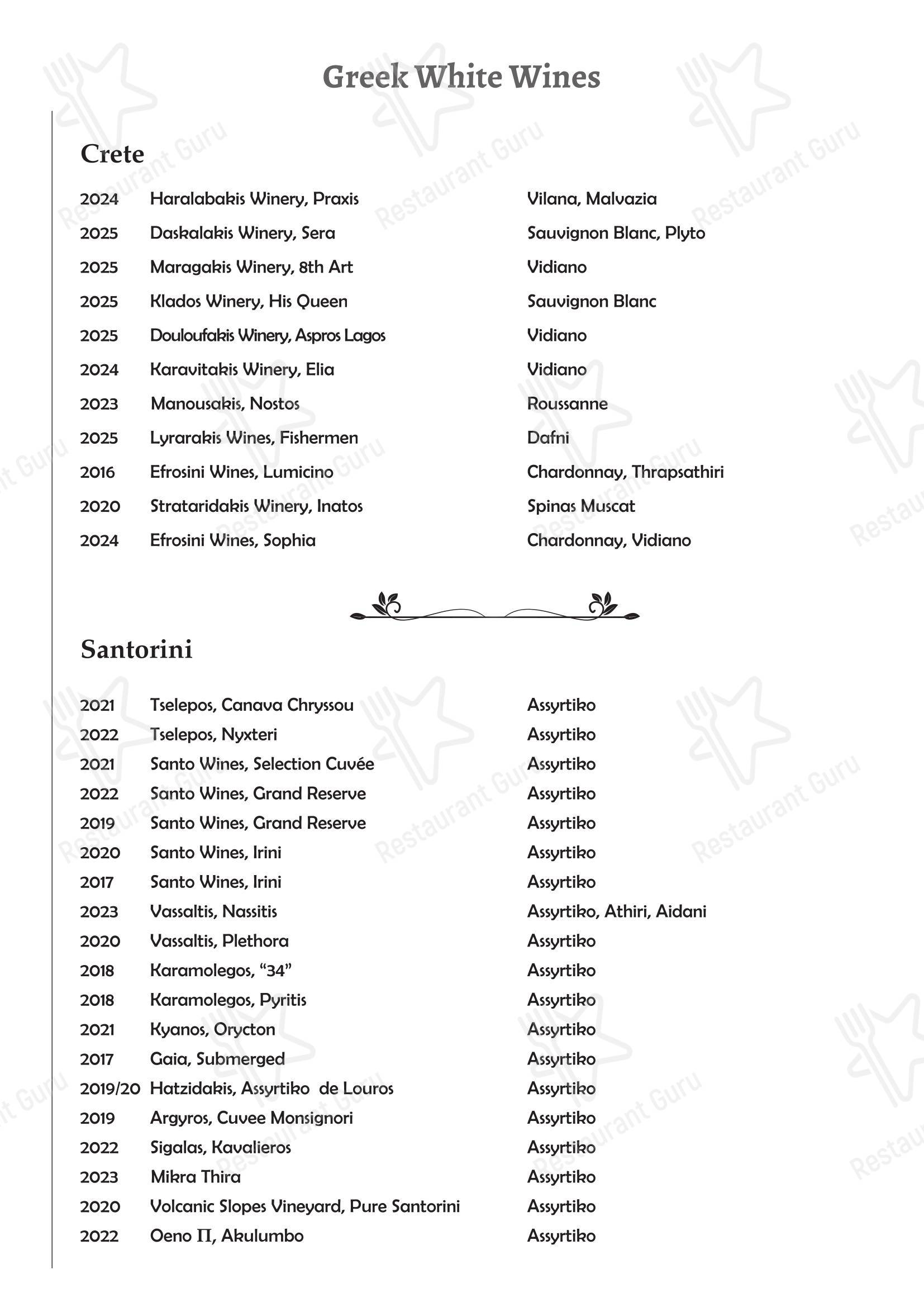 Takeaway Menu ресторана Beachcomber Bar Restaurant Stalis