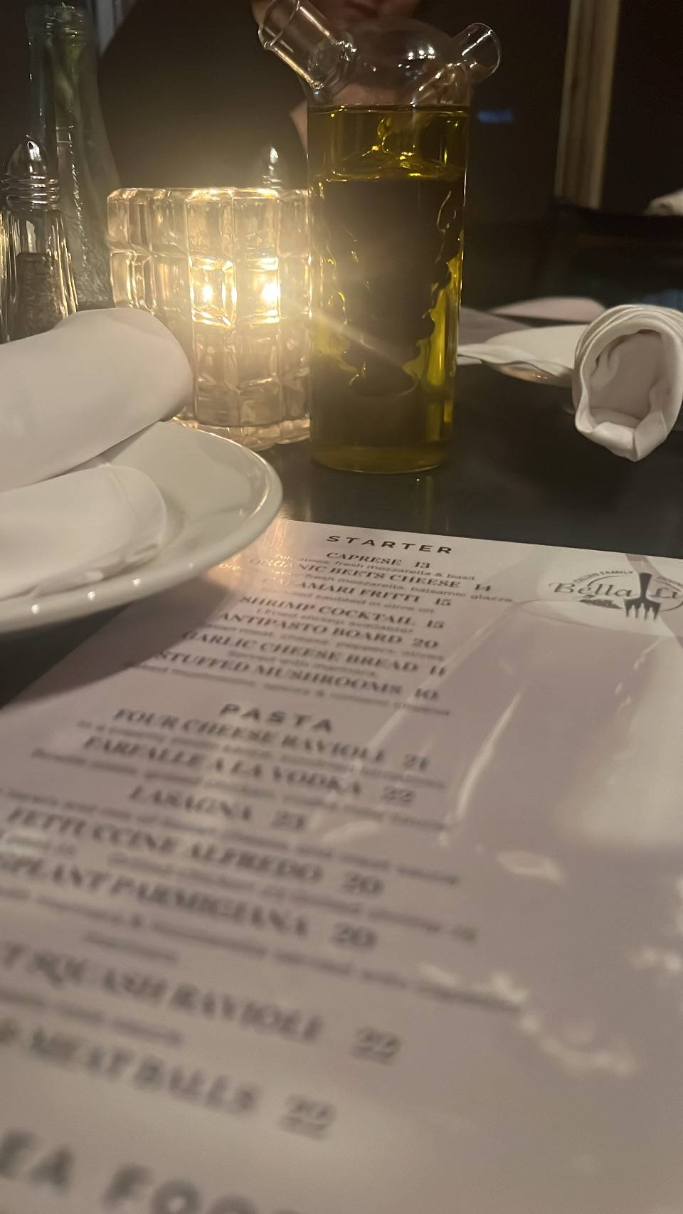 Bella Luna Ristorante меню